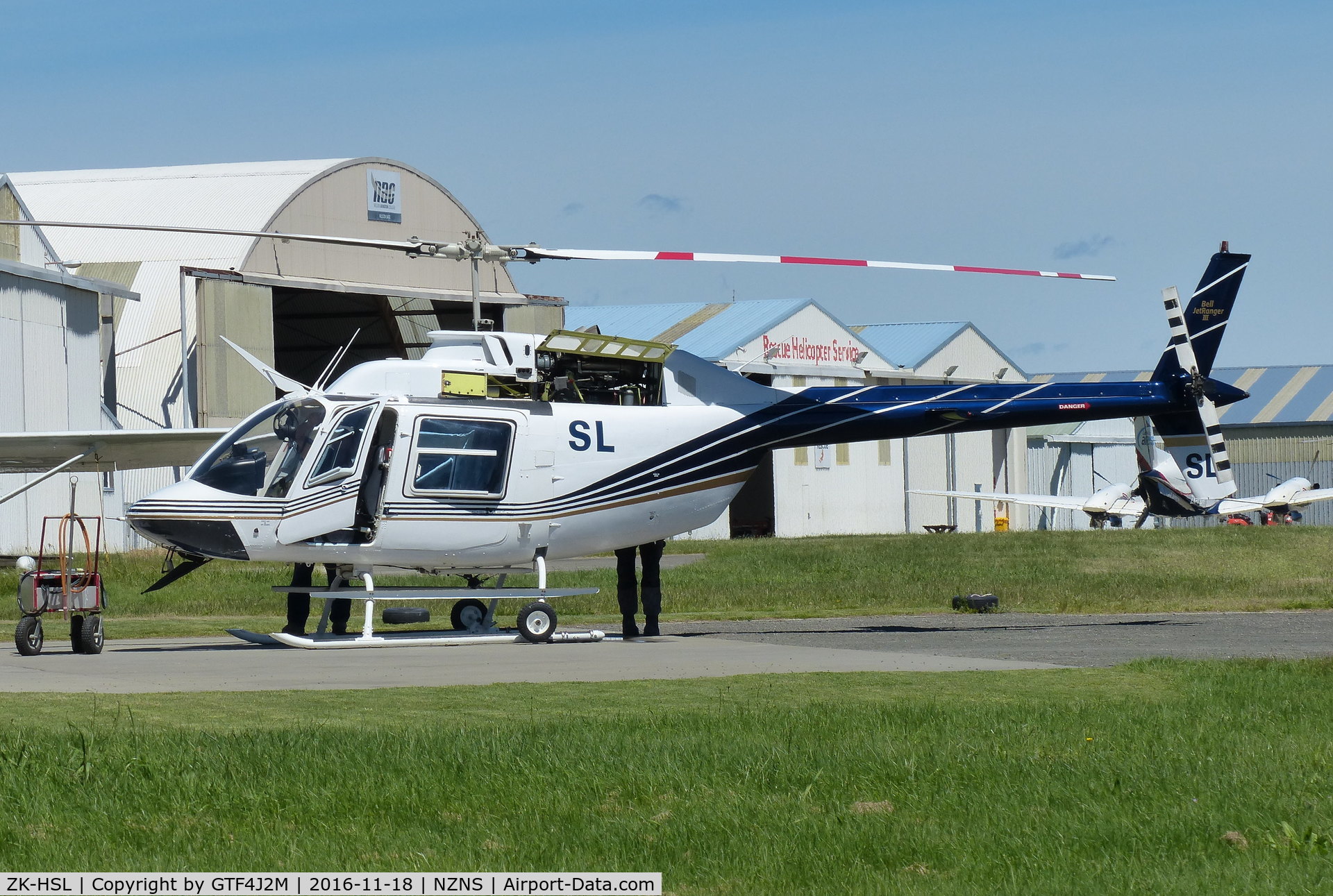 ZK-HSL, Bell 206B JetRanger C/N 2888, ZK-HSL at Nelson 18.11.16