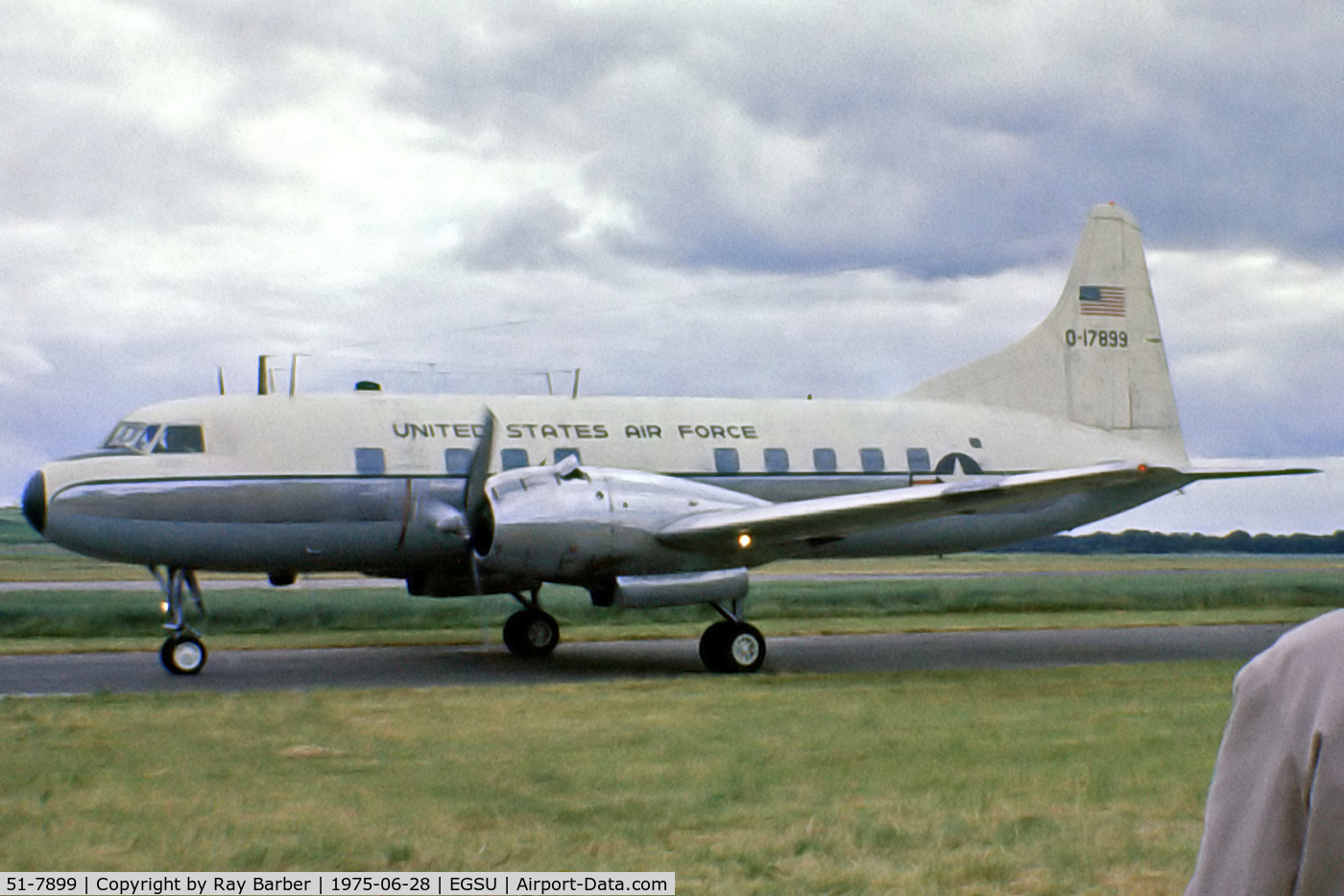 51-7899, 1951 Convair VT-29B C/N 240-311, Convair 240 (VT-29B) [311] (United States Air Force) Duxford~G 28/06/1975. From a slide.