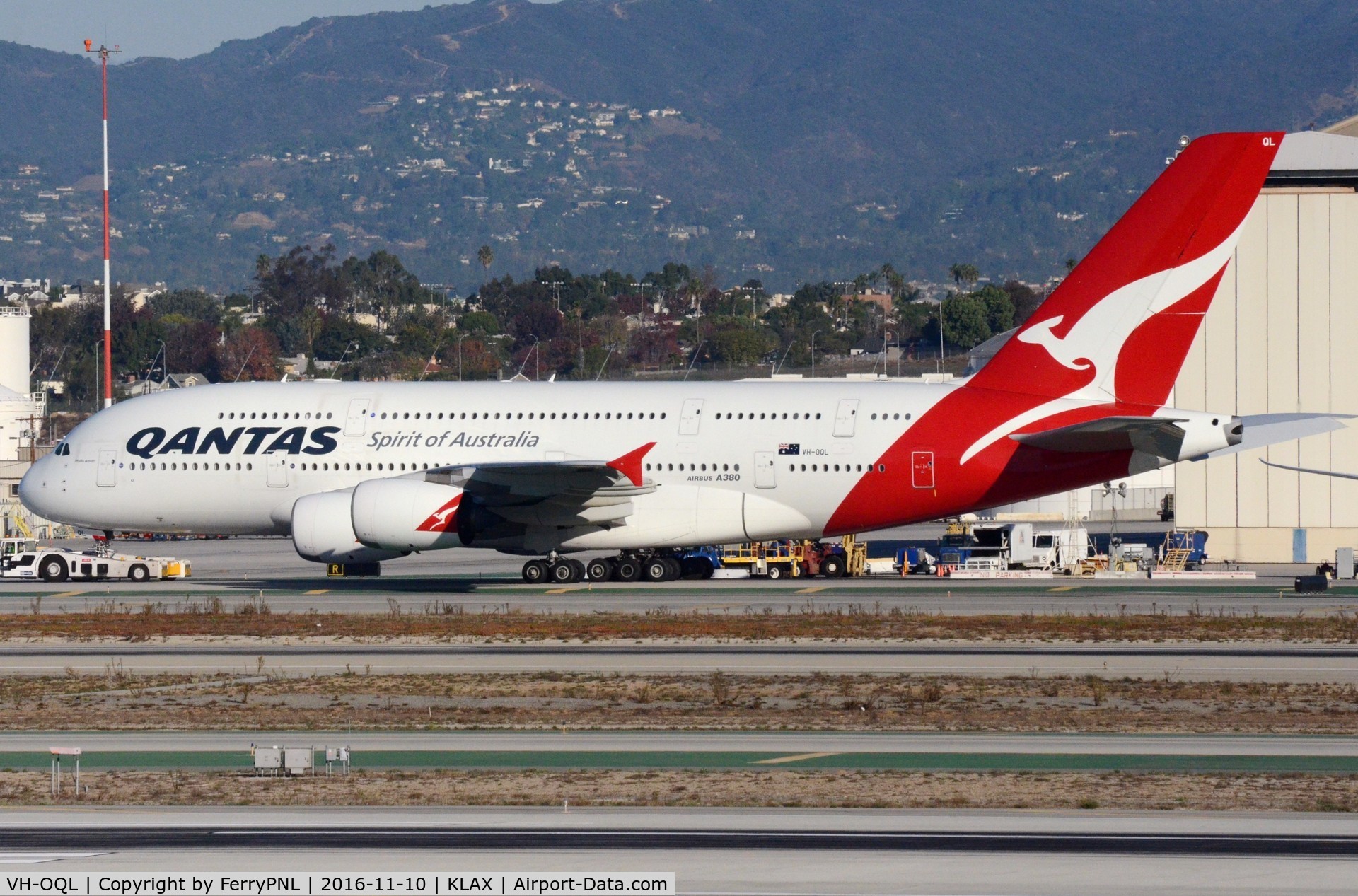 VH-OQL, 2011 Airbus A380-842 C/N 074, Qantas A388 under tow