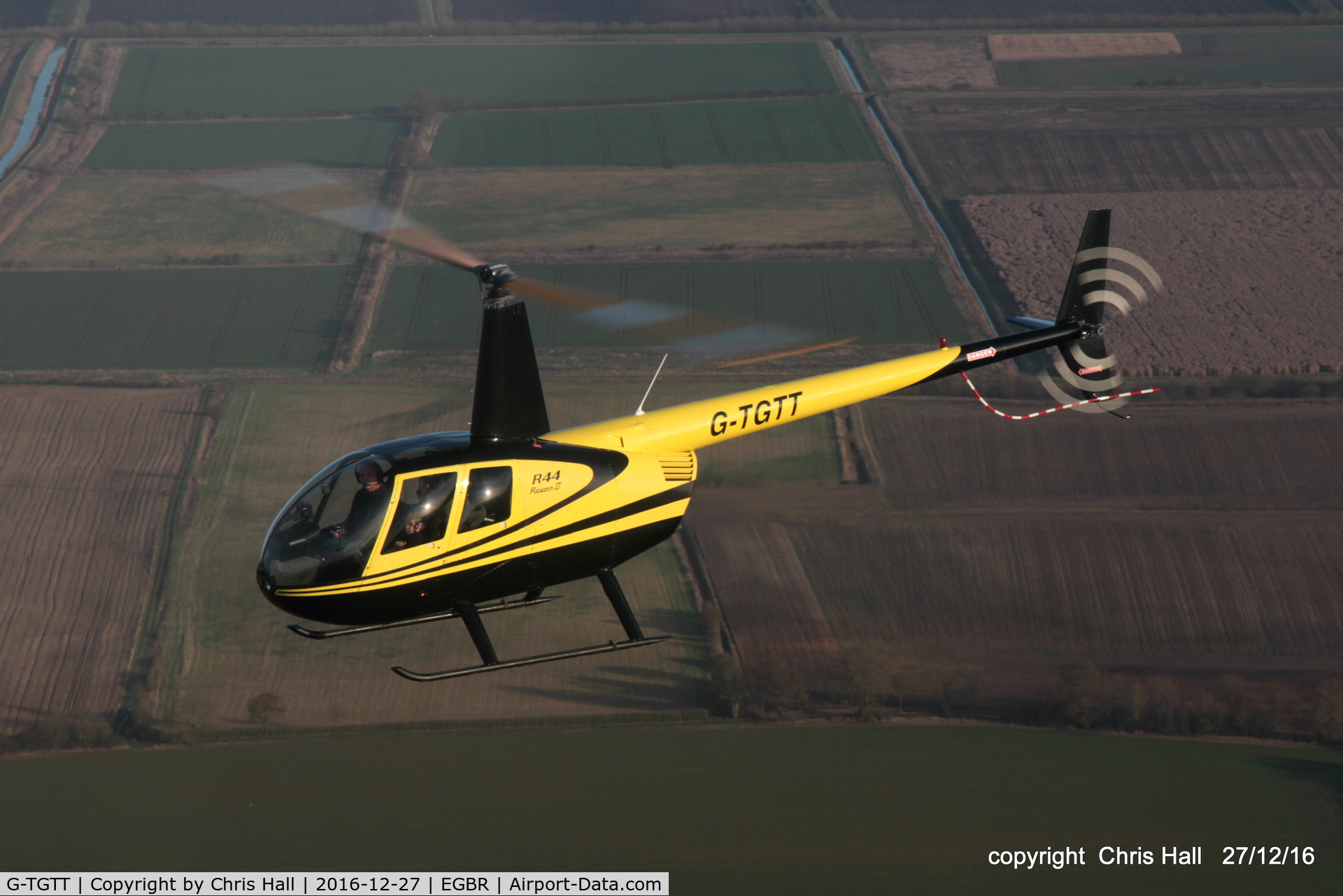 G-TGTT, 2002 Robinson R44 Raven II C/N 10023, air 2 air with Aiden in his R44
