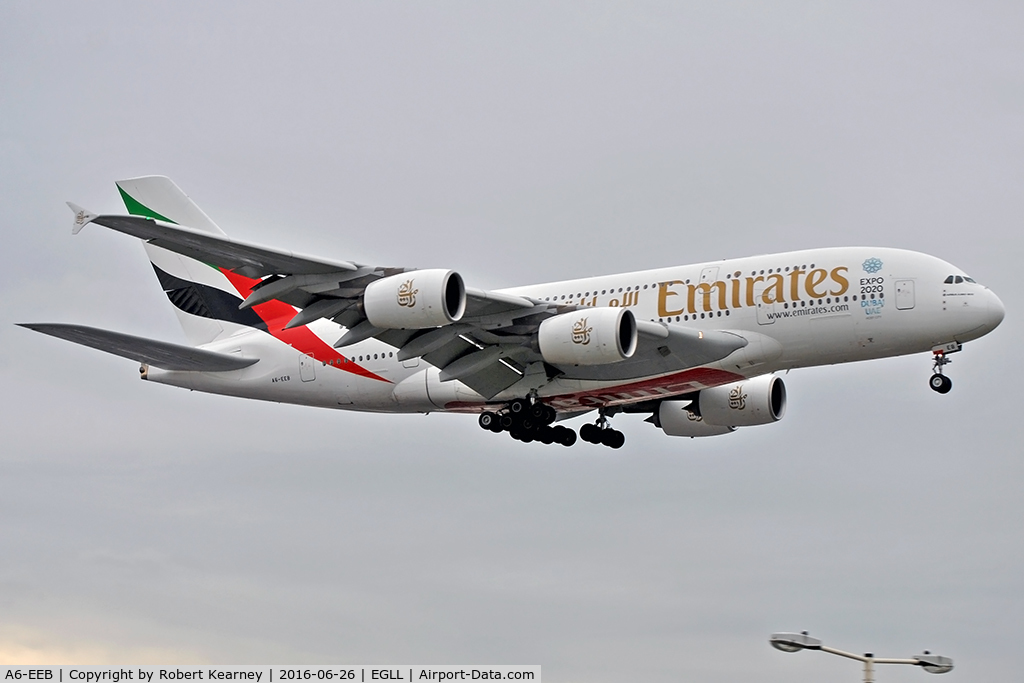 A6-EEB, 2012 Airbus A380-861 C/N 109, Arriving 27R