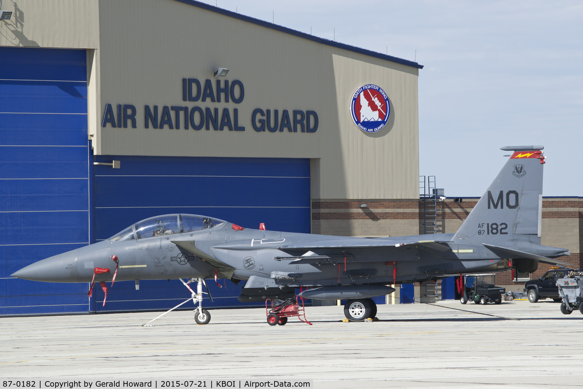 87-0182, 1987 McDonnell Douglas F-15E Strike Eagle C/N 1047/E022, Parked on the Guard ramp. 389TH Fighter Sq., 