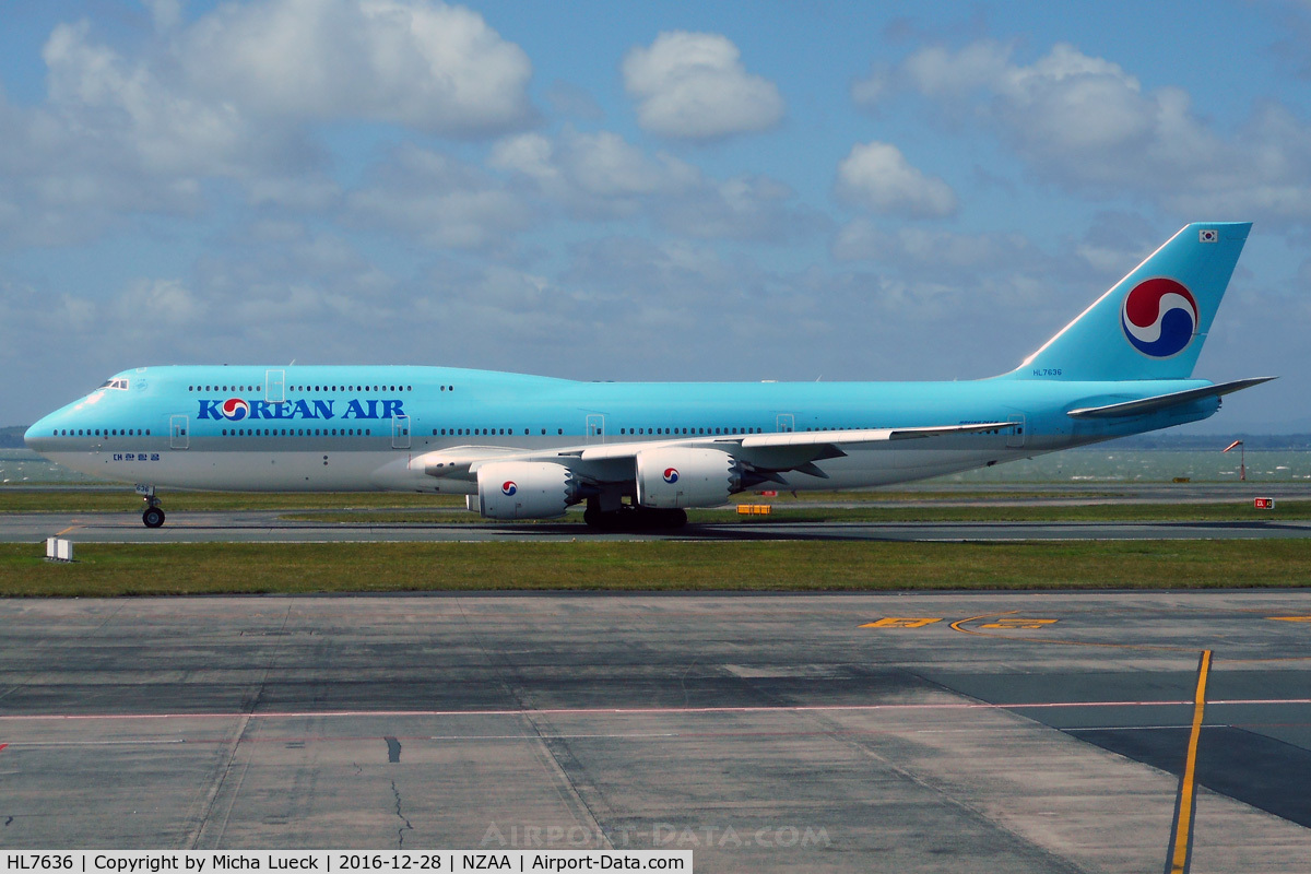 HL7636, 2015 Boeing 747-8B5 C/N 60407, At Auckland