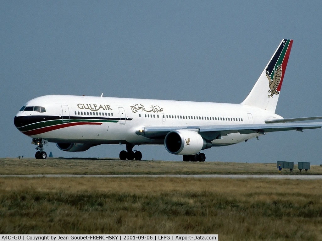 A4O-GU, 1993 Boeing 767-3P6/ERF C/N 26233, ex GULF AIR at CDG (2001), now stored 25 oct 2015 LETL (Transaéro)