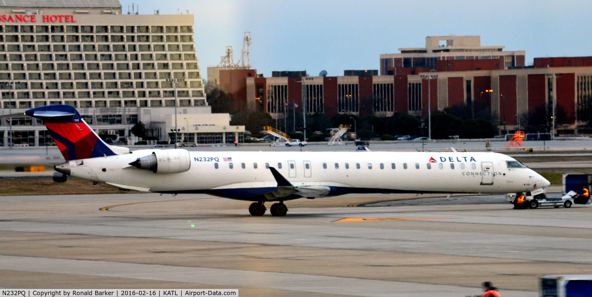 N232PQ, 2010 Bombardier CRJ-900ER (CL-600-2D24) C/N 15232, Pushback Atlanta