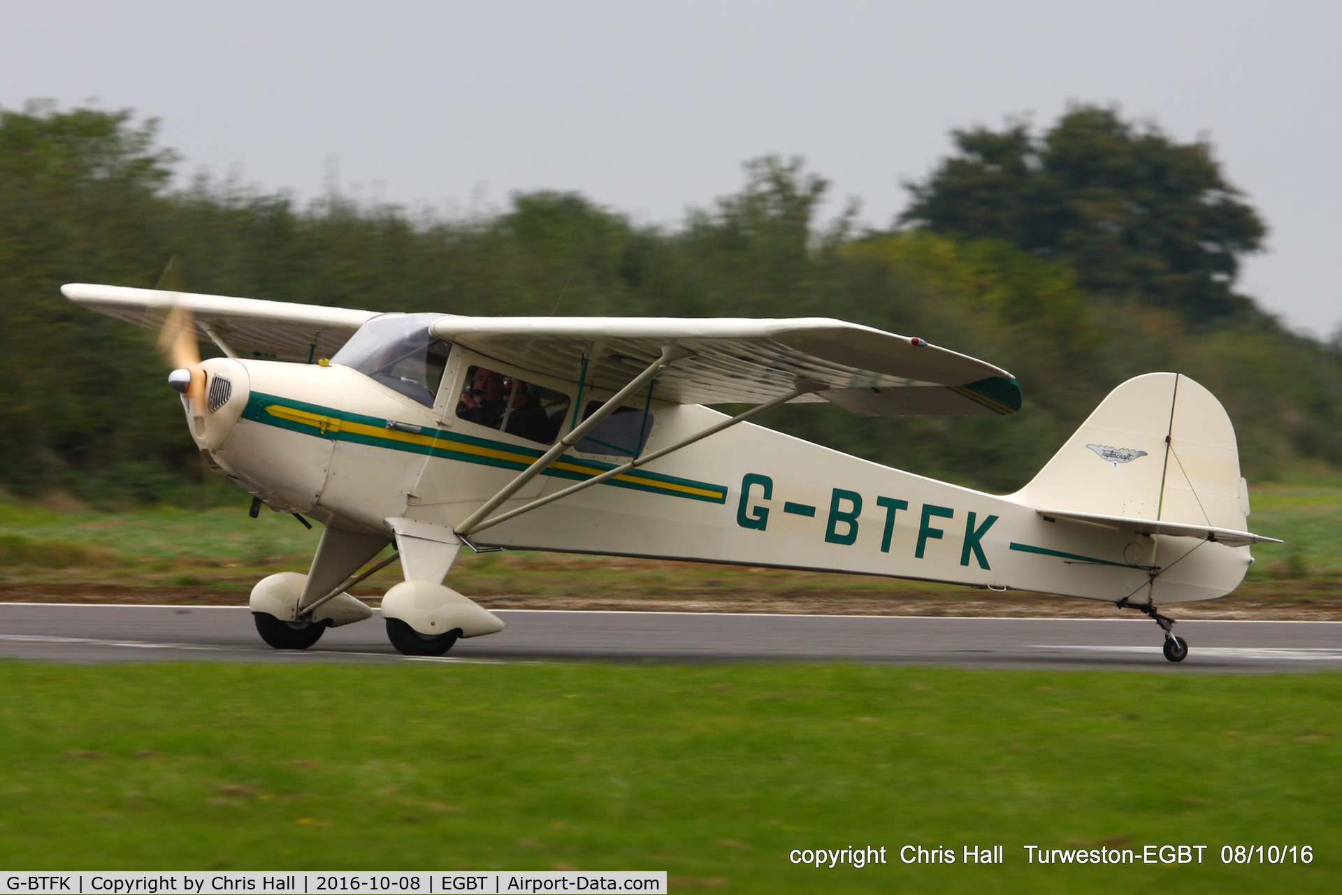 G-BTFK, 1947 Taylorcraft BC-12D Twosome C/N 10540, at Turweston