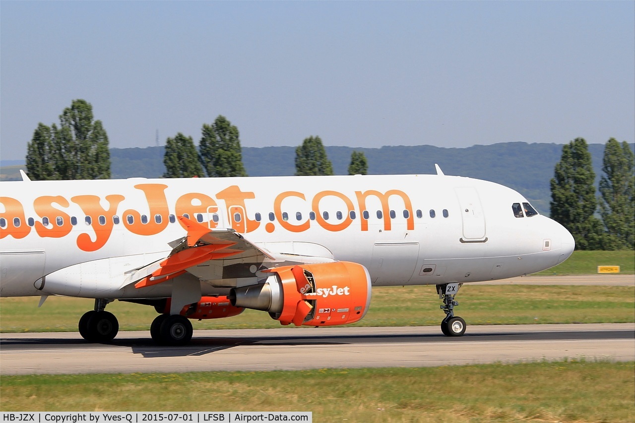 HB-JZX, 2009 Airbus A320-214 C/N 4157, Airbus A320-214, Reverse thrust landing rwy 15, Bâle-Mulhouse-Fribourg airport (LFSB-BSL)