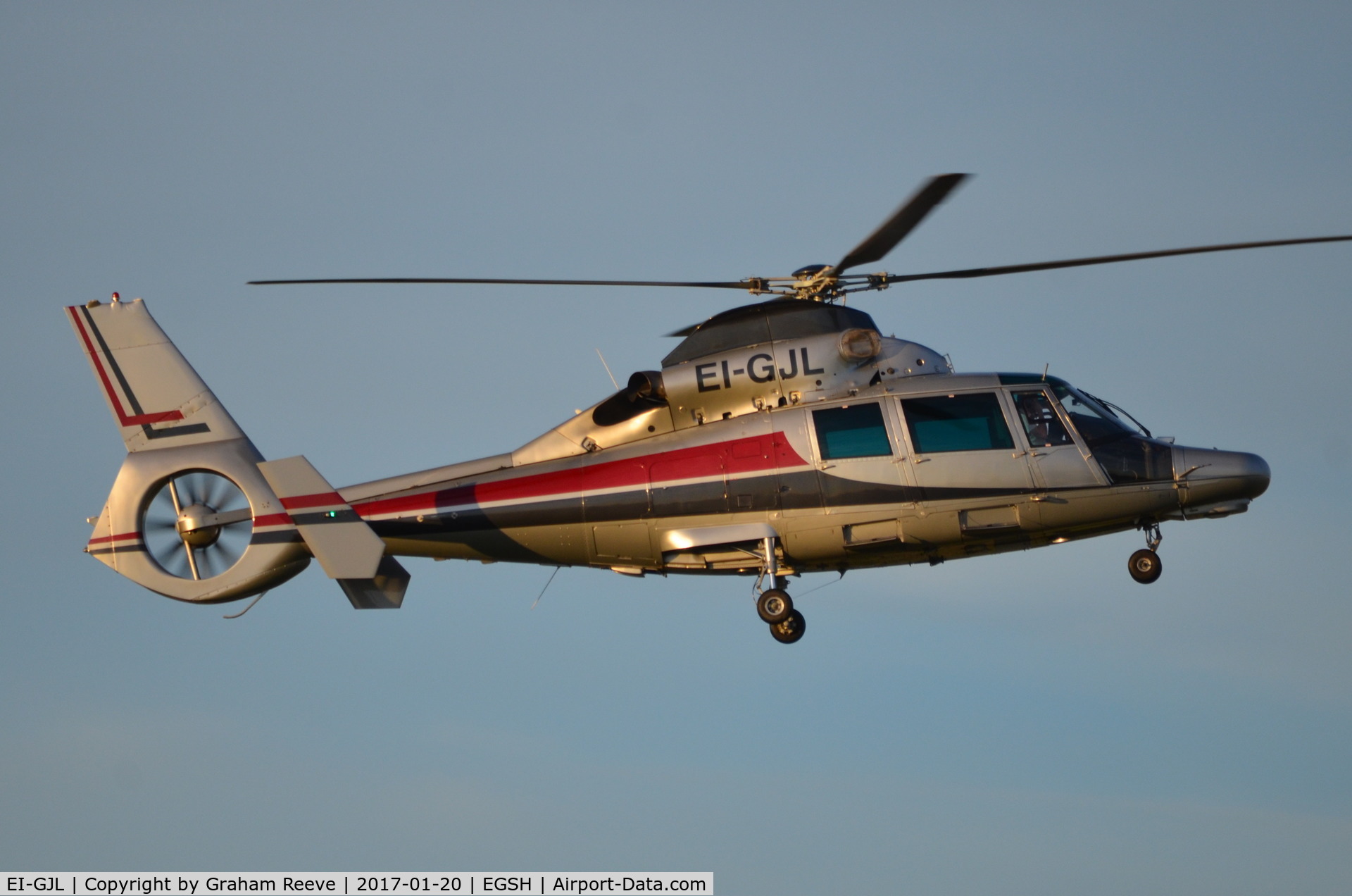EI-GJL, 2007 Eurocopter AS-365N-3 Dauphin 2 C/N 6785, Landing at Norwich.