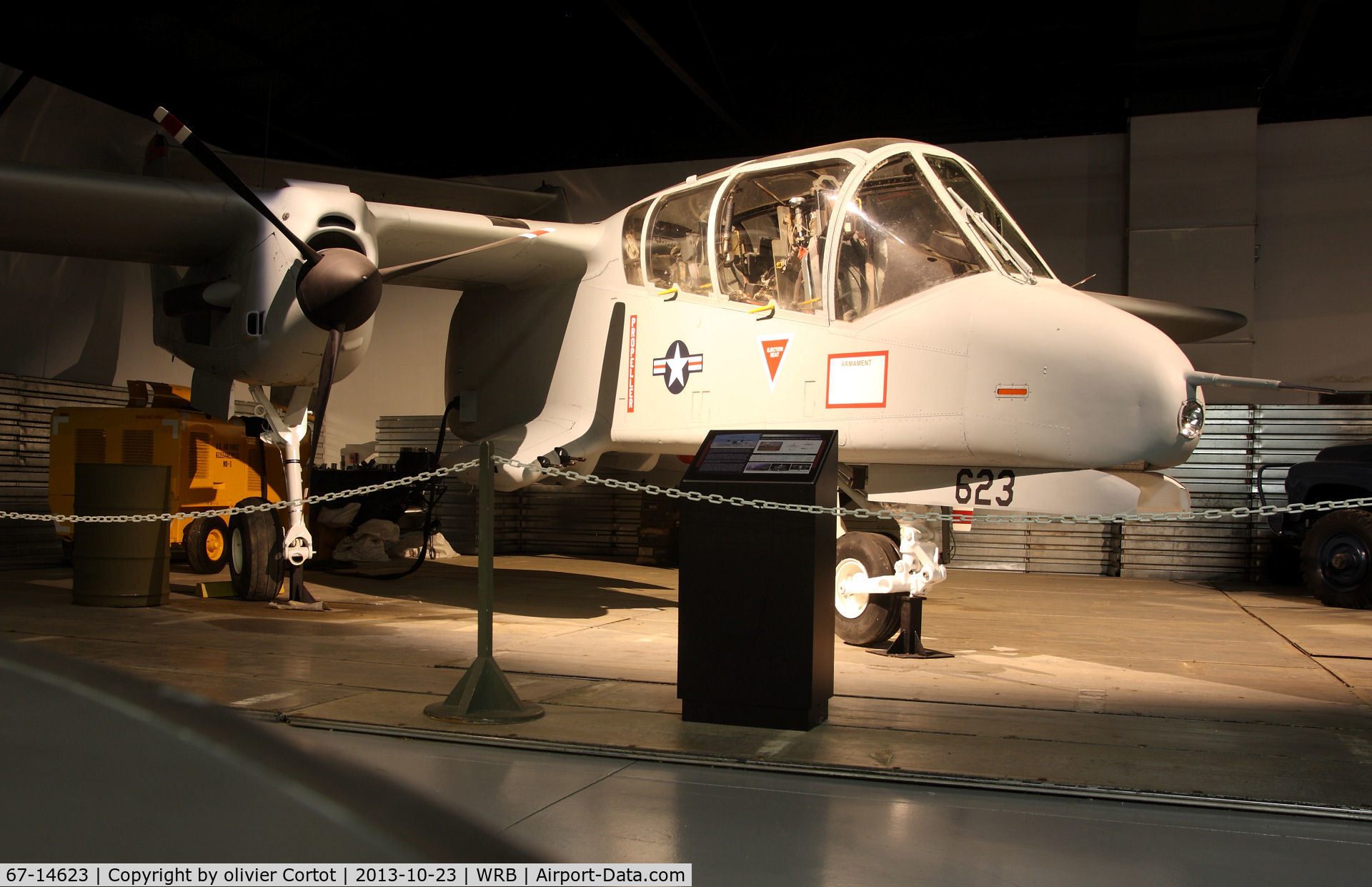 67-14623, North American Rockwell OV-10A Bronco C/N 305-31, in the dark part of the museum. Museum of Aviation, Robins AFB