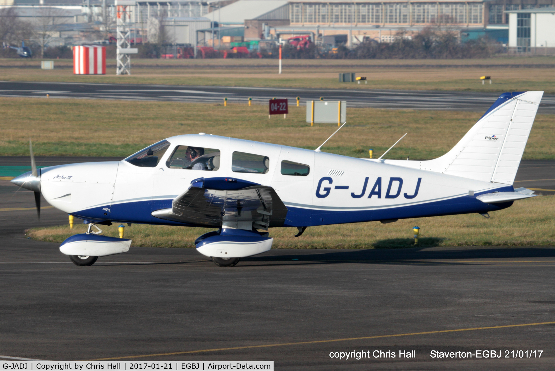 G-JADJ, 1995 Piper PA-28-181 Cherokee Archer III C/N 2843009, at Staverton