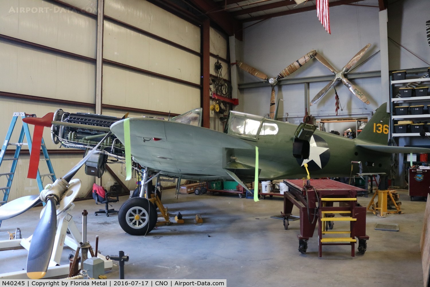 N40245, Curtiss P-40E Warhawk C/N 1038, P-40E being restored