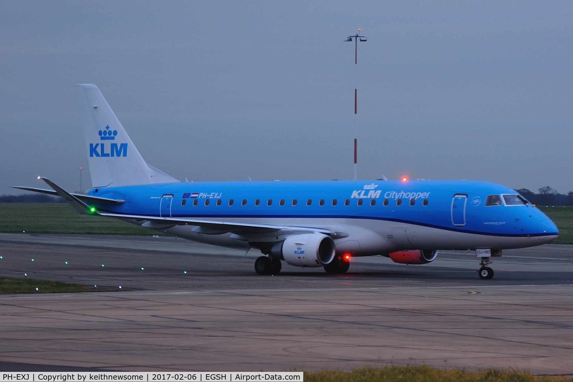 PH-EXJ, 2016 Embraer 175LR (ERJ-170-200LR) C/N 17000597, First visit to Norwich of a KLM E170.