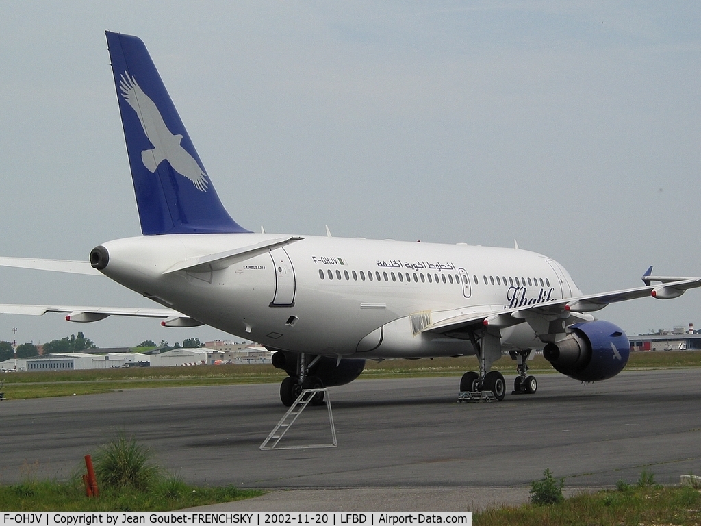 F-OHJV, 1999 Airbus A319-112 C/N 1048, Khalifa Airways stored BOD (now N327AT AeroTurb)