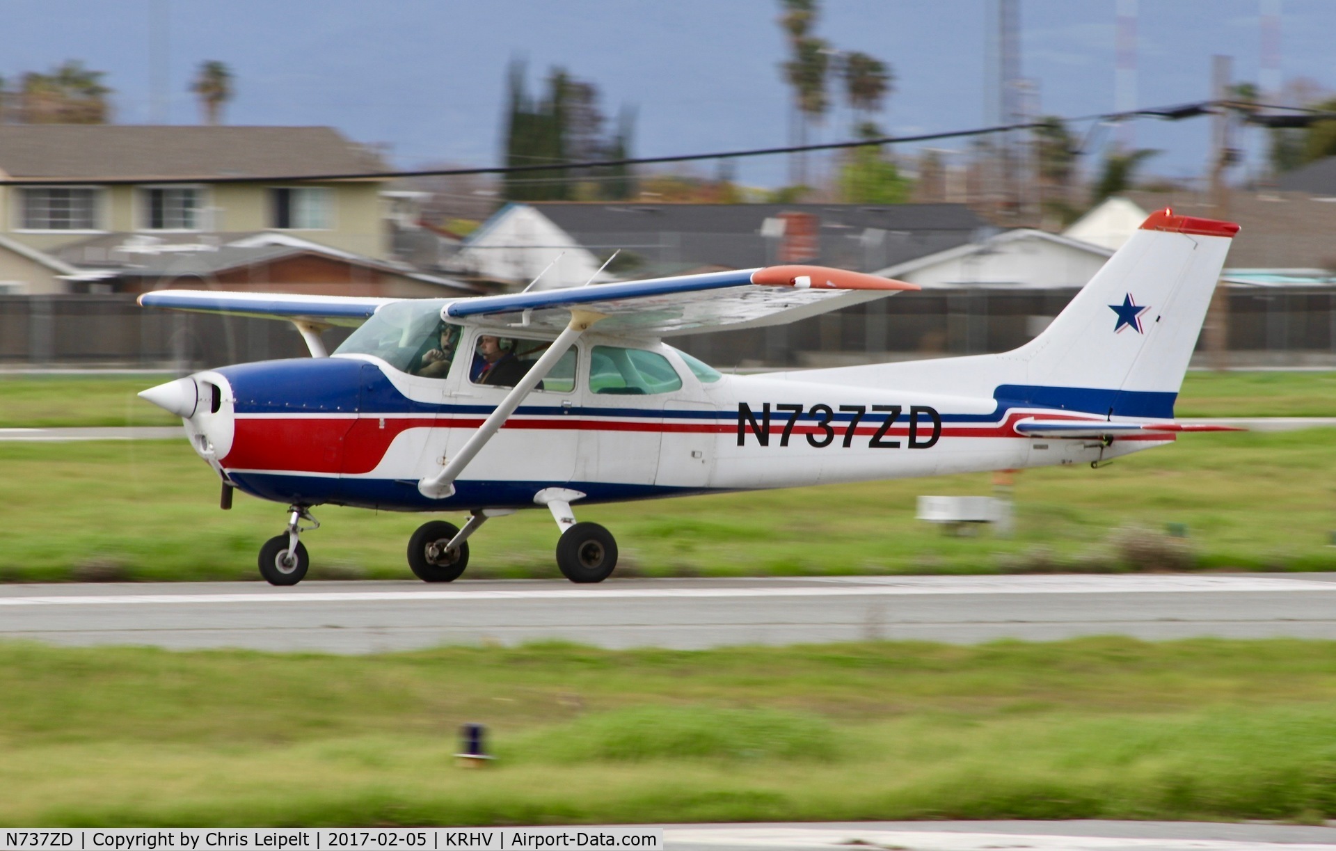 N737ZD, 1977 Cessna 172N C/N 17269794, Locally-based 1977 Cessna 172N departing at Reid Hillview Airport, San Jose, CA.