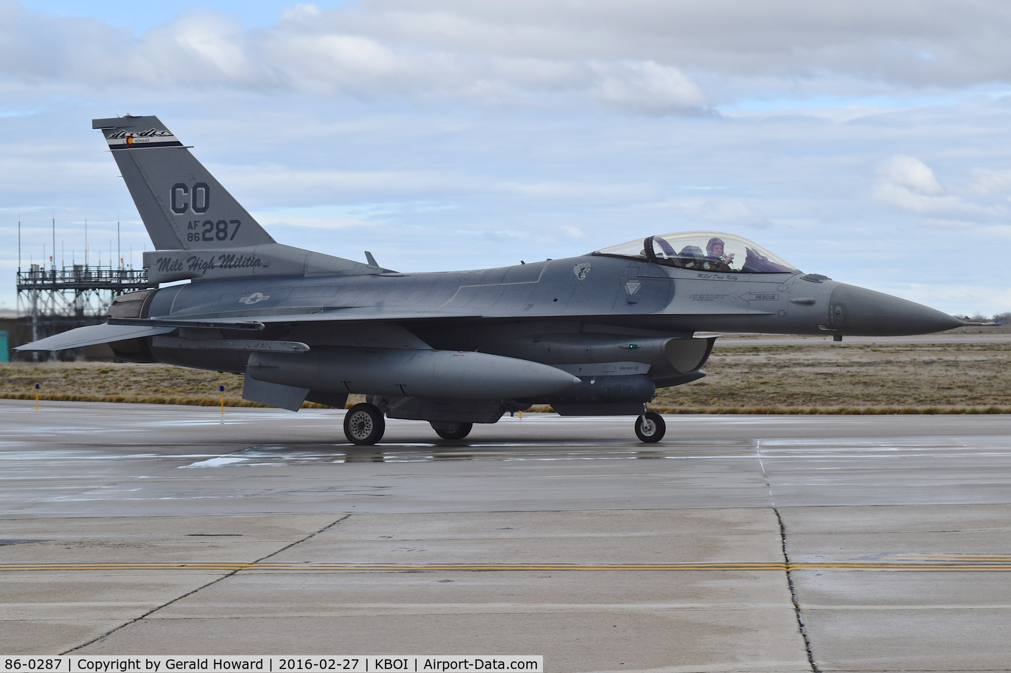 86-0287, 1986 General Dynamics F-16C Fighting Falcon C/N 5C-393, Taxi to RWY 28L. 120th Fighter Sq.,“Mile High Militia”, 140th Wing,Colorado Air National Guard