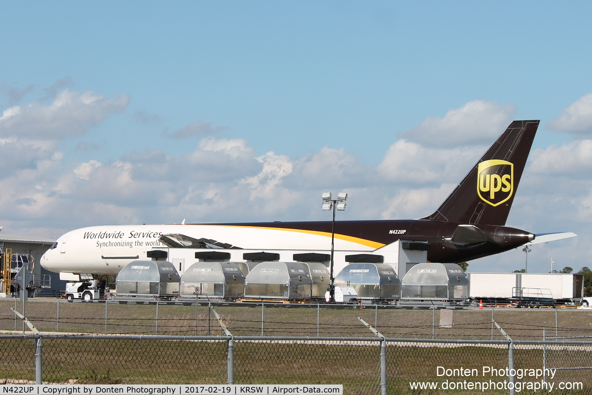 N422UP, 1991 Boeing 757-24APF C/N 25324, UPS Cargo sits on the cargo ramp at Southwest Florida International Airport