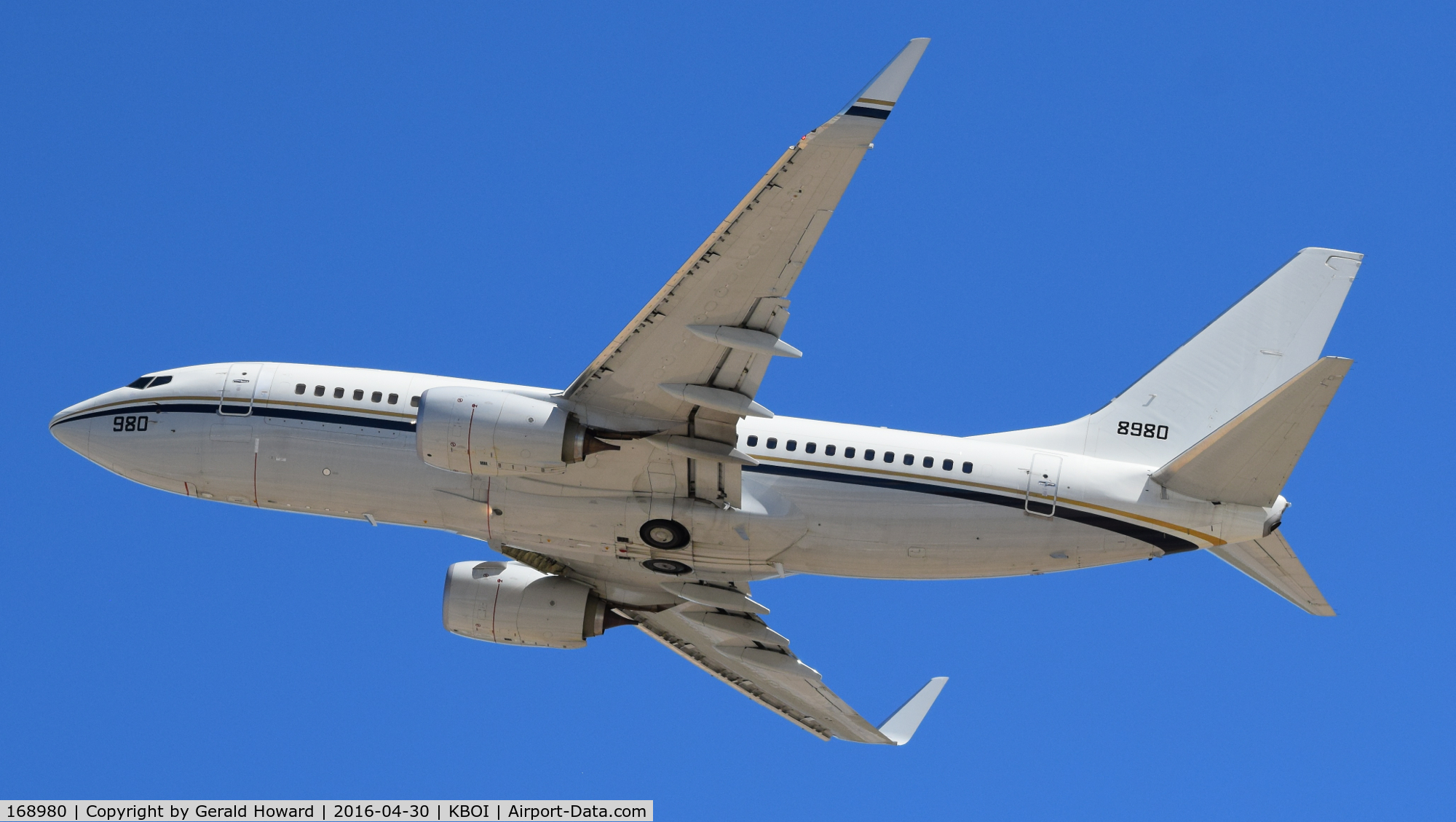 168980, 2014 Boeing C-40A Clipper C/N 43827, Departing RWY 28L.  VR-59 “The Lone Star Express”, NAS JRB Fort Worth, TX.