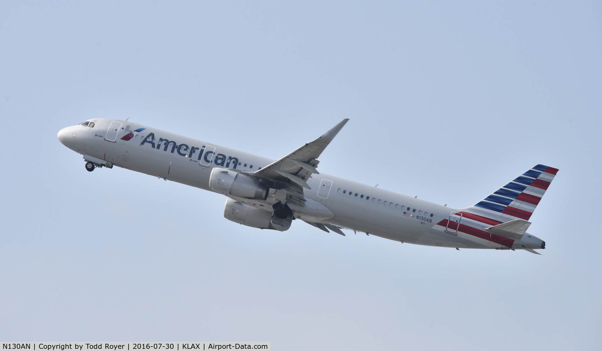 N130AN, 2014 Airbus A321-231 C/N 6407, Departing LAX