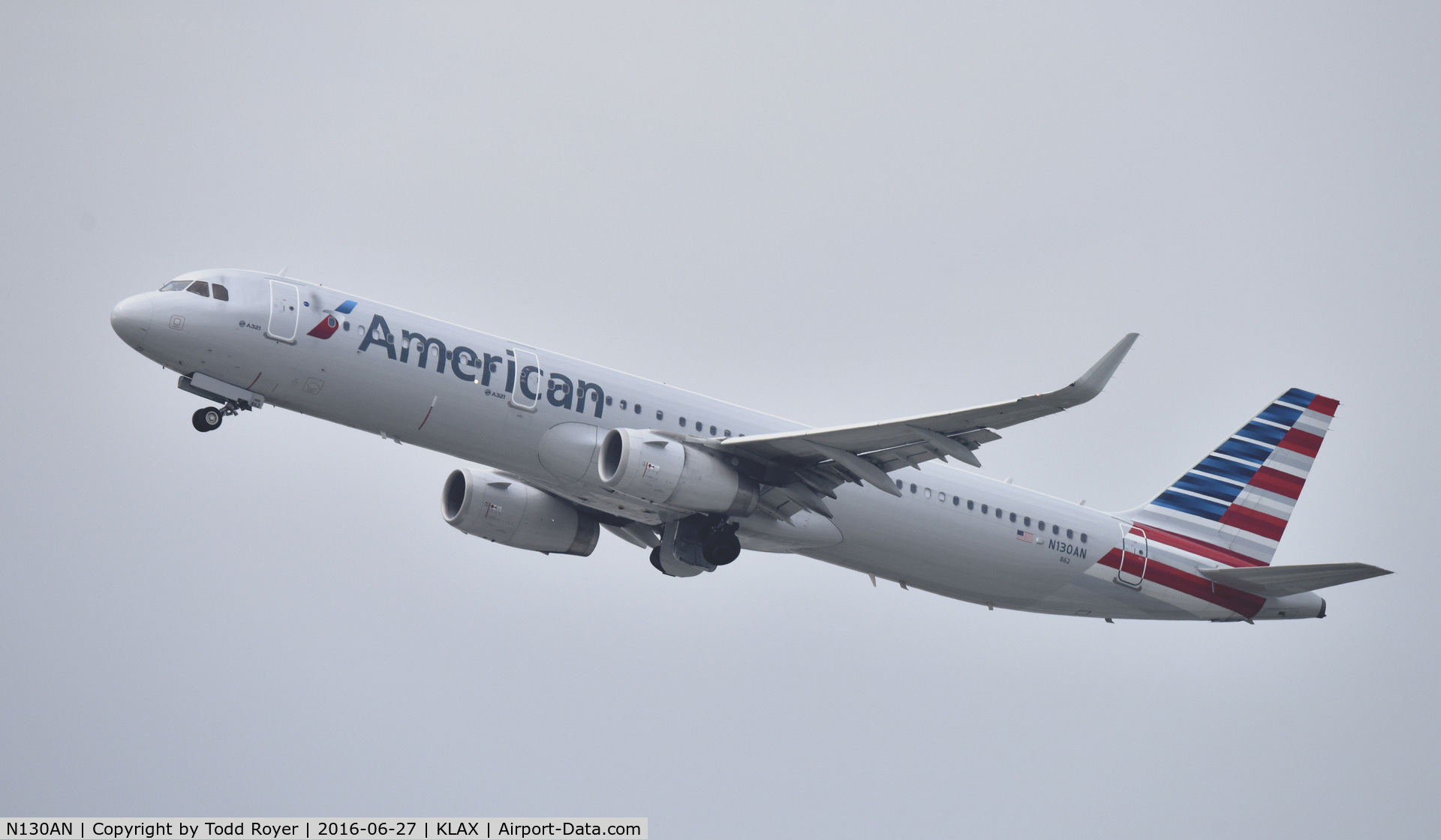N130AN, 2014 Airbus A321-231 C/N 6407, Departing LAX