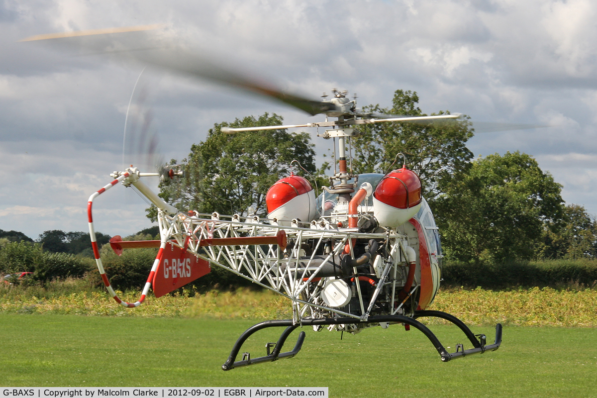 G-BAXS, 1969 Bell 47G-5 C/N 7908, Bell 47G-5, Wings & Wheels Day, Breighton Airfield, September 2nd 2012.