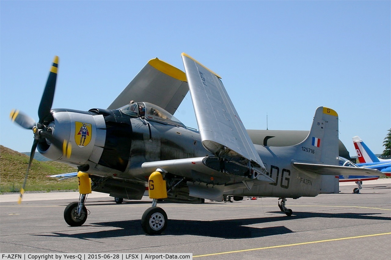 F-AZFN, Douglas AD-4N Skyraider C/N 7609, Douglas AD-4N Skyraider, Taxiing to holding point, Luxeuil-St Sauveur Air Base 116 (LFSX) Open day 2015