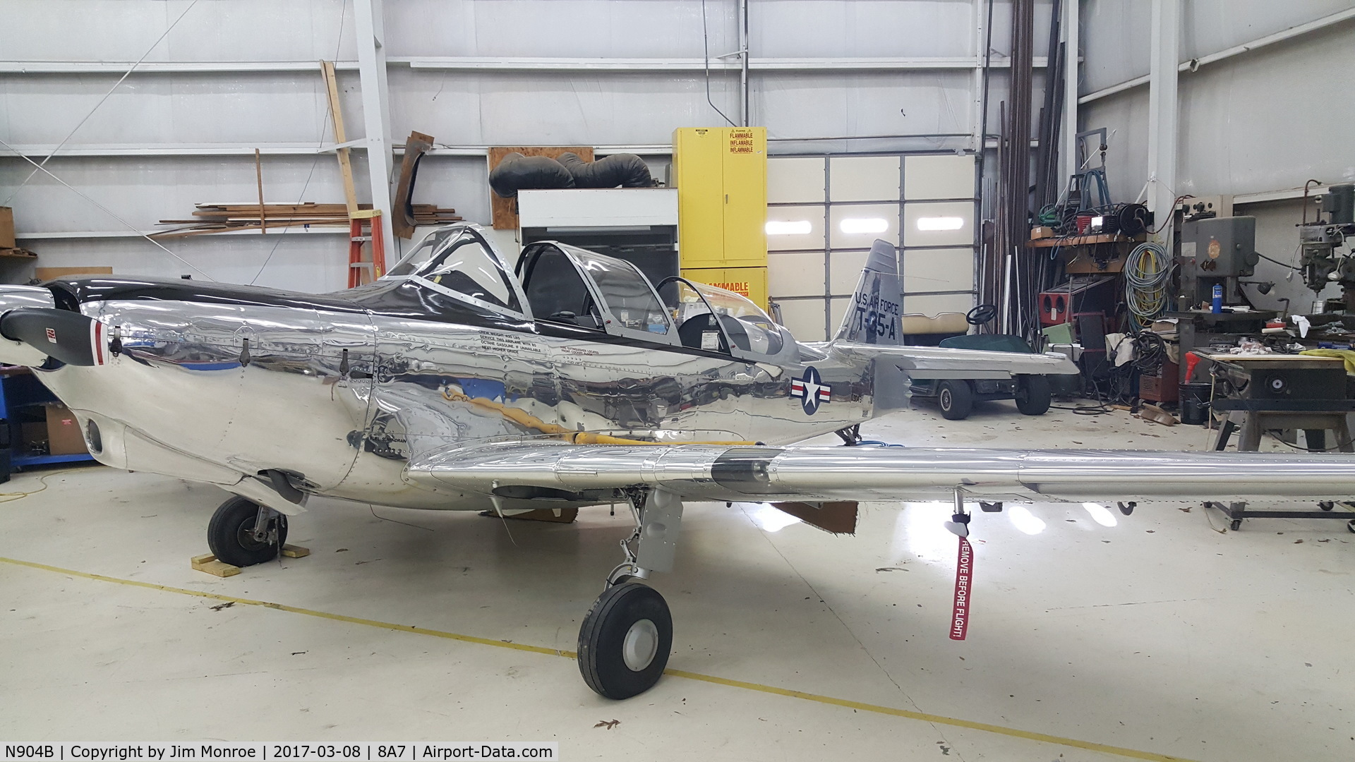 N904B, 1950 Temco T-35A C/N 6005, Getting some panel work done at Twin Lakes