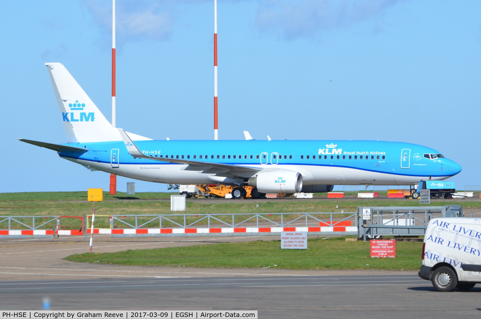 PH-HSE, 2011 Boeing 737-8K2 C/N 39259, Parked at Norwich after a re-spray into KLM colours.