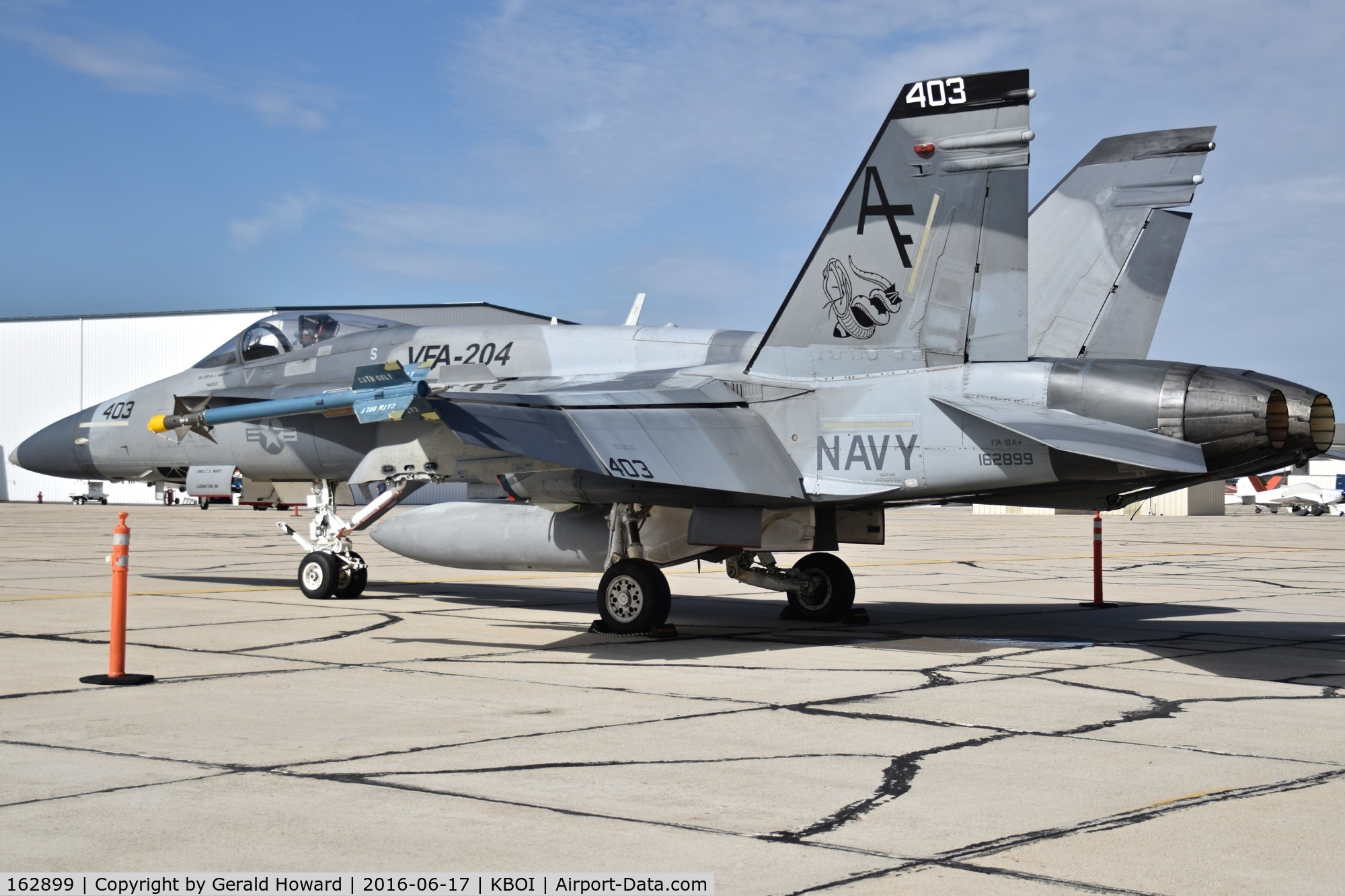 162899, McDonnell Douglas F/A-18C Hornet C/N 0452, Parked on the south GA ramp.  VFA-204 