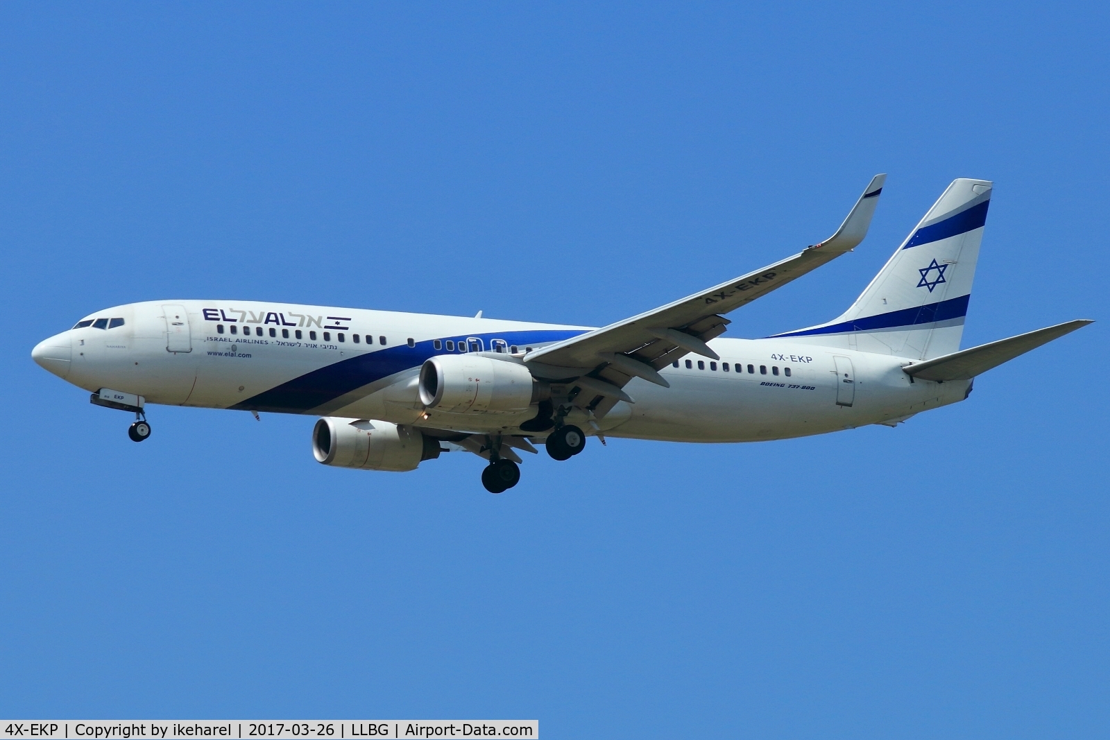 4X-EKP, 2001 Boeing 737-8Q8 C/N 30639, Flight from Sofia, Bulgaria, upon landing on runway 21.