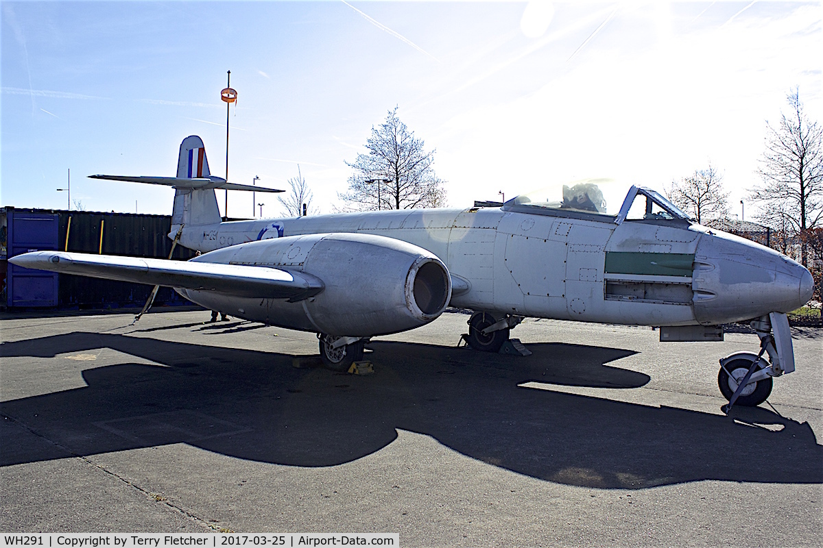 WH291, Gloster Meteor F.8 C/N Not found WH291, On the apron of the old Speke Airport in Liverpool