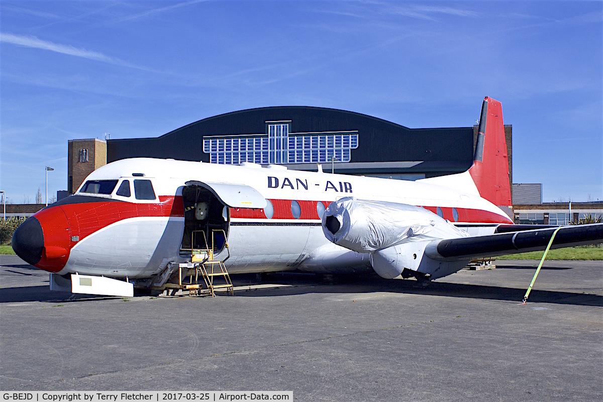 G-BEJD, 1961 Hawker Siddeley 748-105 Sr 1 C/N 1543, On the apron of the old Speke Airport in Liverpool