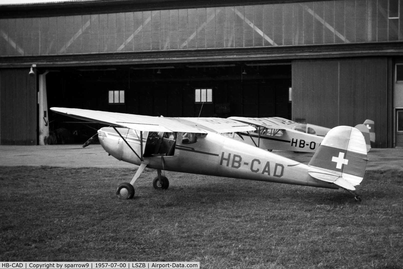 HB-CAD, 1947 Cessna 140 C/N 13033, Taken at Berne airport in the mid-fifties. Scanned from a 6x9 negative.