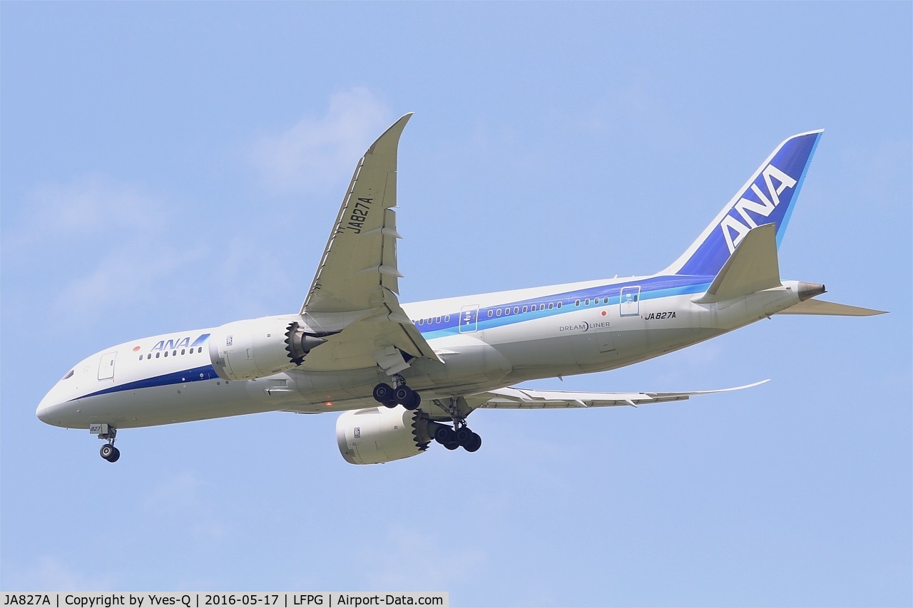 JA827A, 2013 Boeing 787-8 Dreamliner C/N 34509, Boeing 787-8 Dreamliner, Short approach rwy 27R, Roissy Charles De Gaulle Airport (LFPG-CDG)