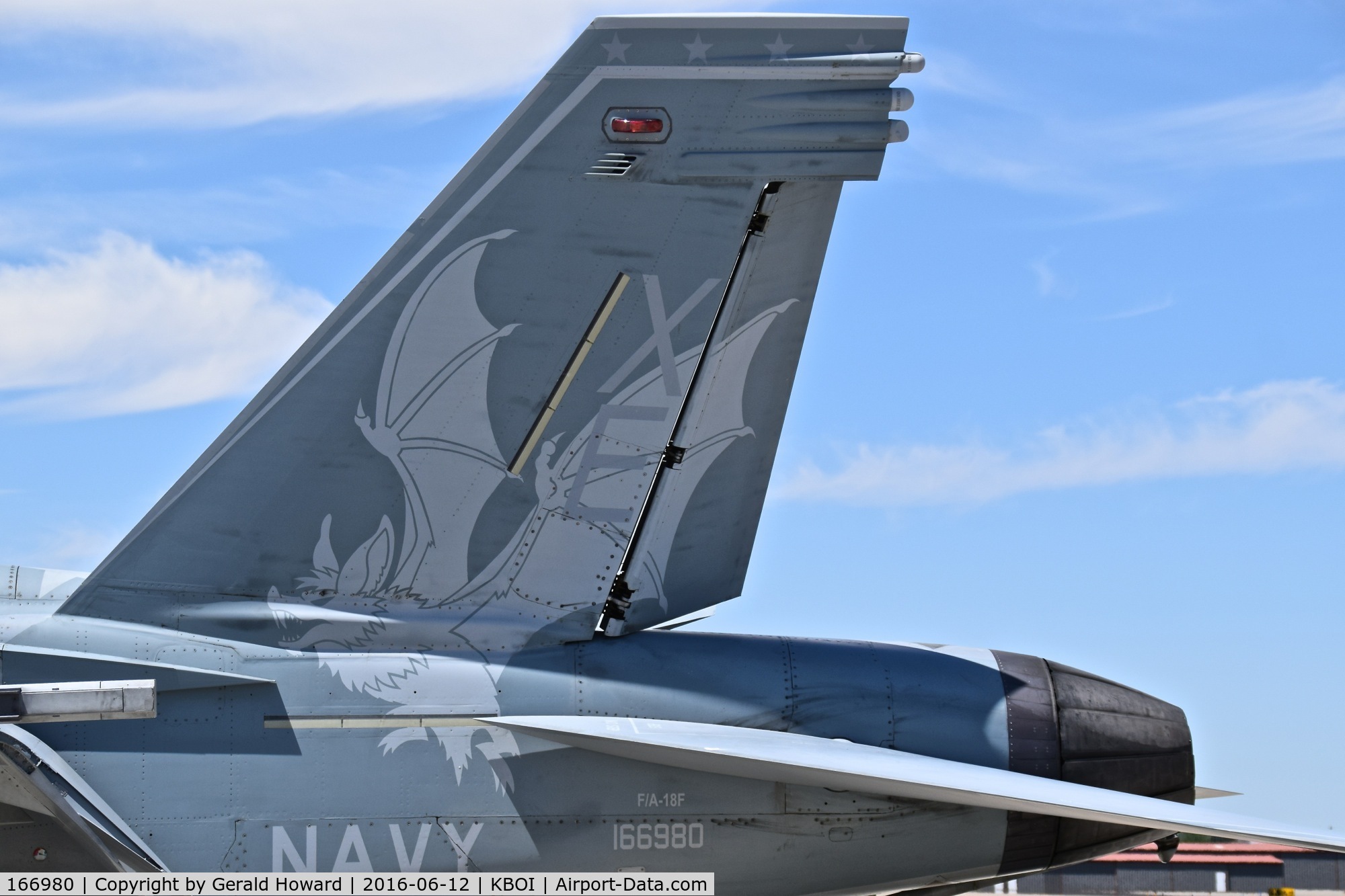 166980, Boeing F/A-18F Super Hornet C/N F255, Parked on south GA ramp. VX-9,