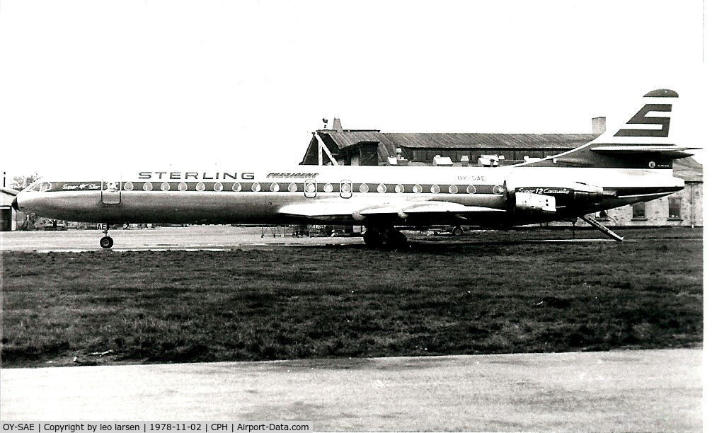 OY-SAE, 1972 Aerospatiale SE-210 Caravelle  12 C/N 273, Copenhagen 2.2.11.1979 in Pressident vertiononly 65 passengers.