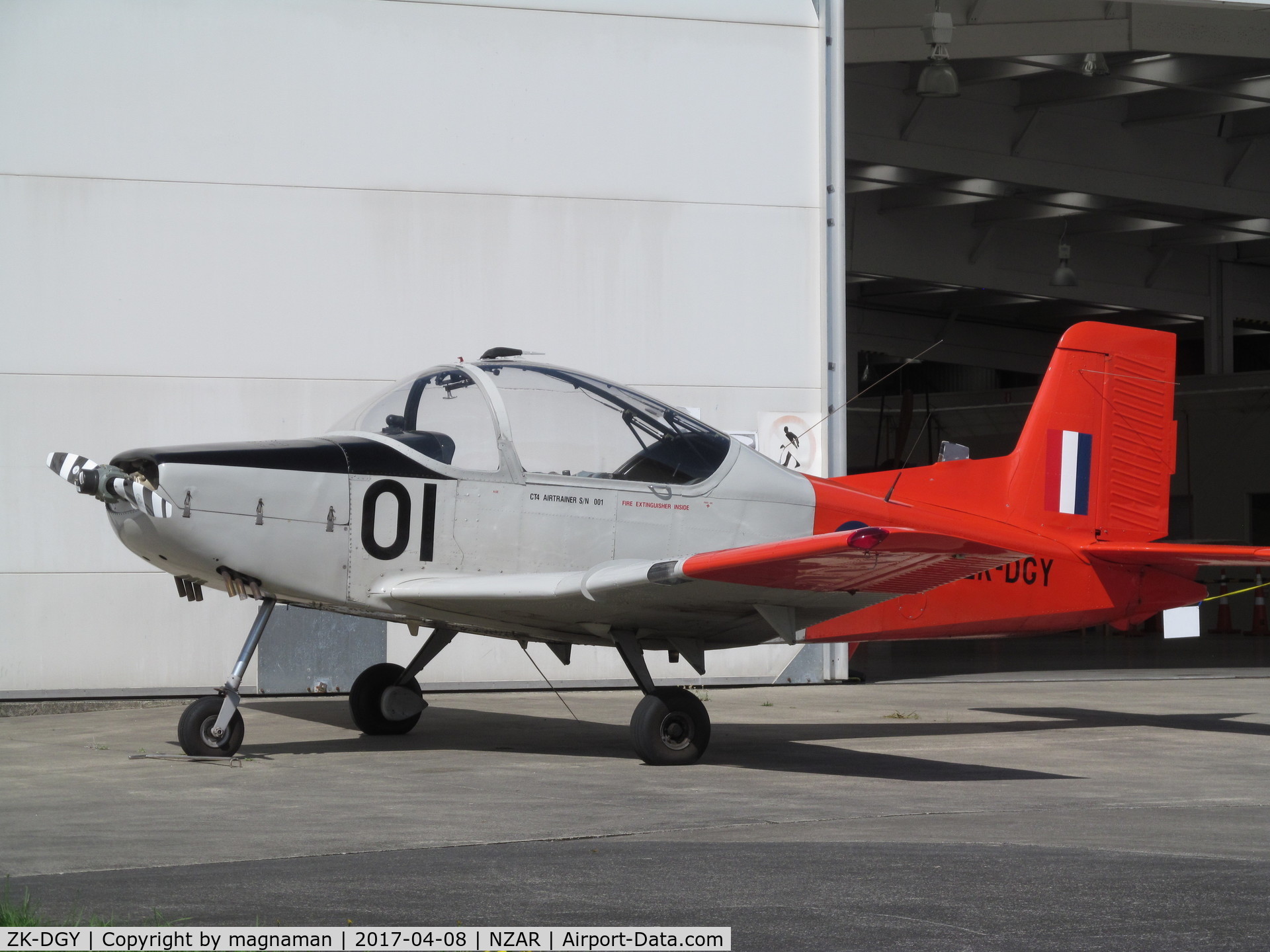 ZK-DGY, Pacific Aerospace CT/4 Airtrainer C/N CT4-001, hat-trick today of ex NZAF singles