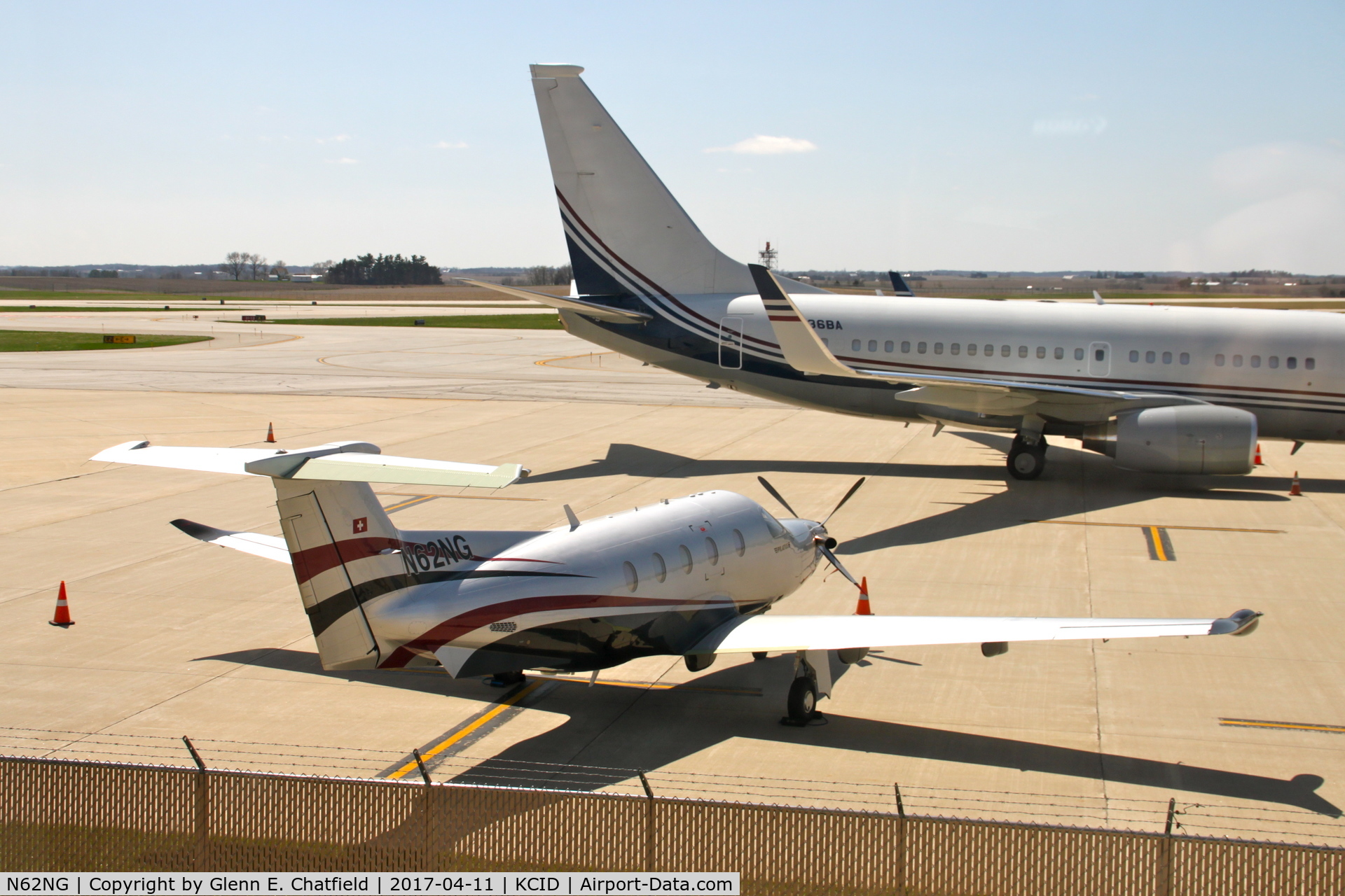 N62NG, 2014 Pilatus PC-12/47E C/N 1462, Shot from an office of the control tower