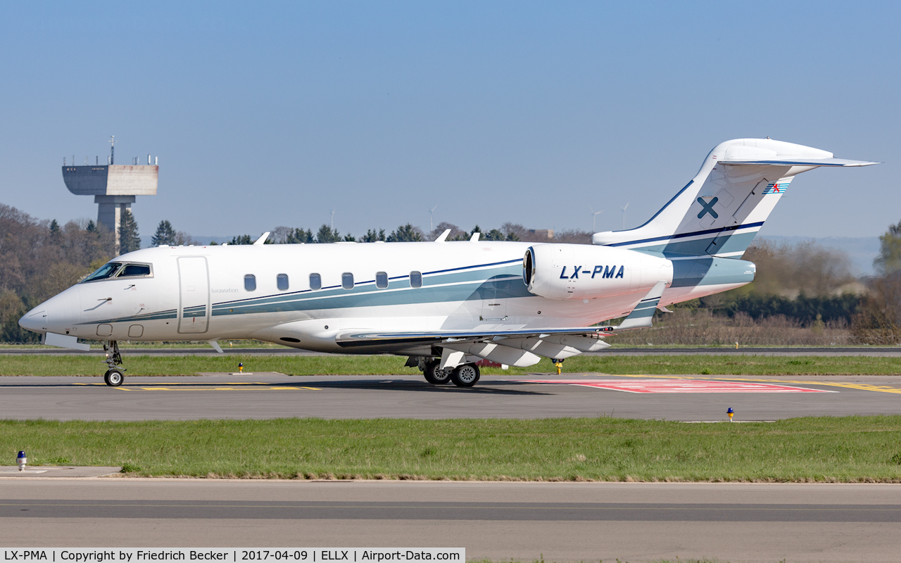 LX-PMA, 2006 Bombardier Challenger 300 (BD-100-1A10) C/N 20097, taxiing to the ramp
