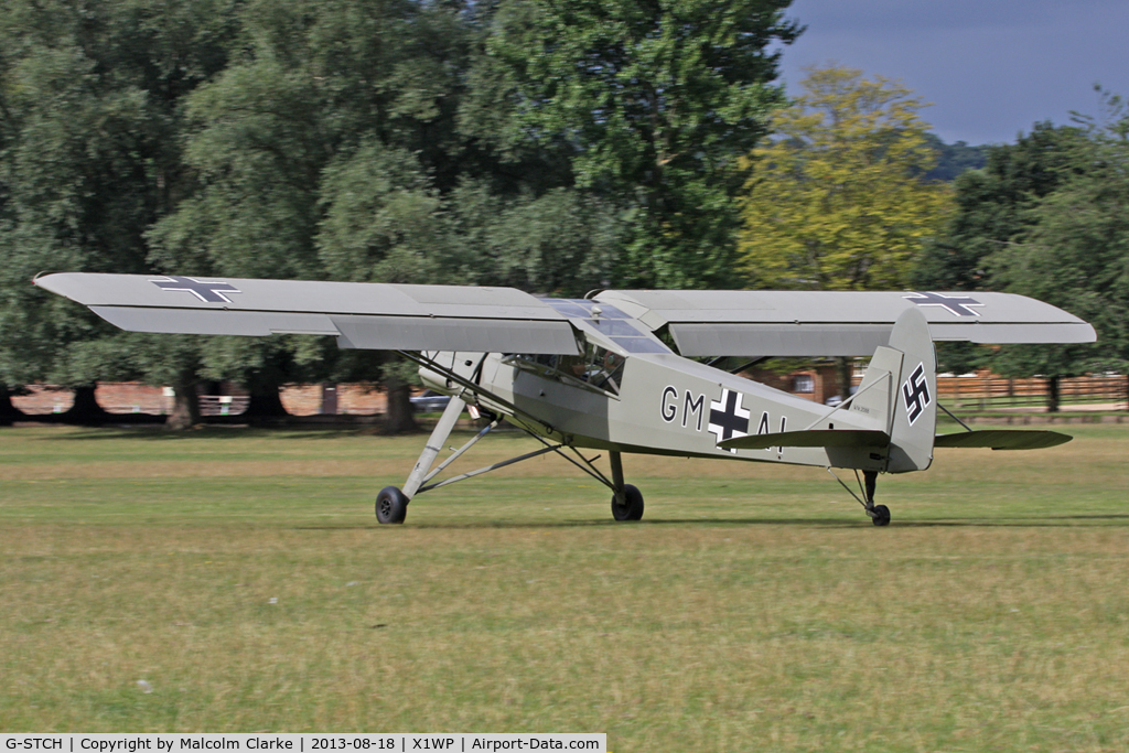 G-STCH, 1942 Fieseler Fi-156A-1 Storch C/N 2088, Fieseler Fi-156A-1 Storch at The De Havilland Moth Club's 28th International Moth Rally at Woburn Abbey. August 18th 2013.