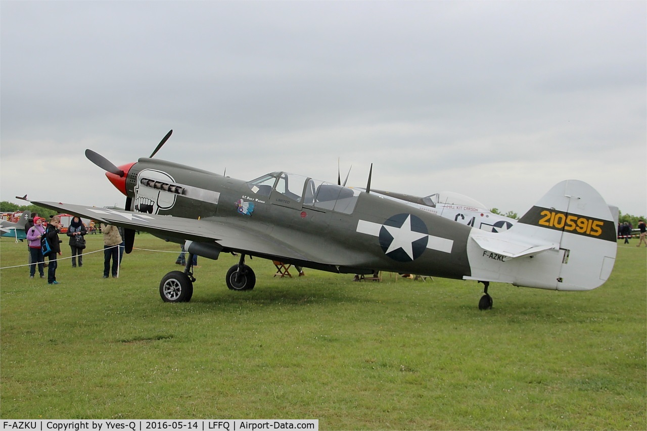 F-AZKU, 1942 Curtiss P-40N Warhawk C/N 29677, Curtiss P-40N Warhawk, Static park, La Ferté-Alais (LFFQ) Air show 2016