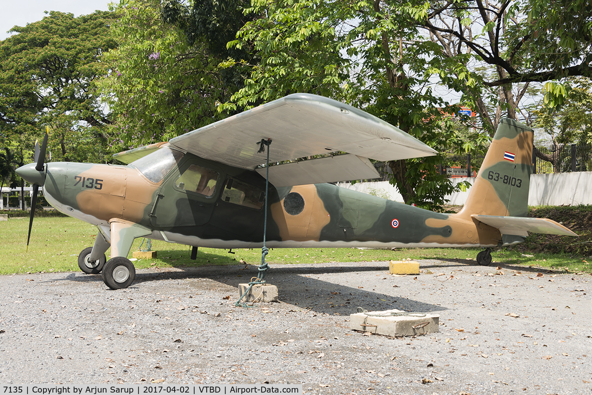 7135, 1963 Helio U-10B Super Courier C/N 576, On display at the Royal Thai Air Force Museum. Twelve of these utility aircraft were operated by the RTAF from 1963 to 1986.