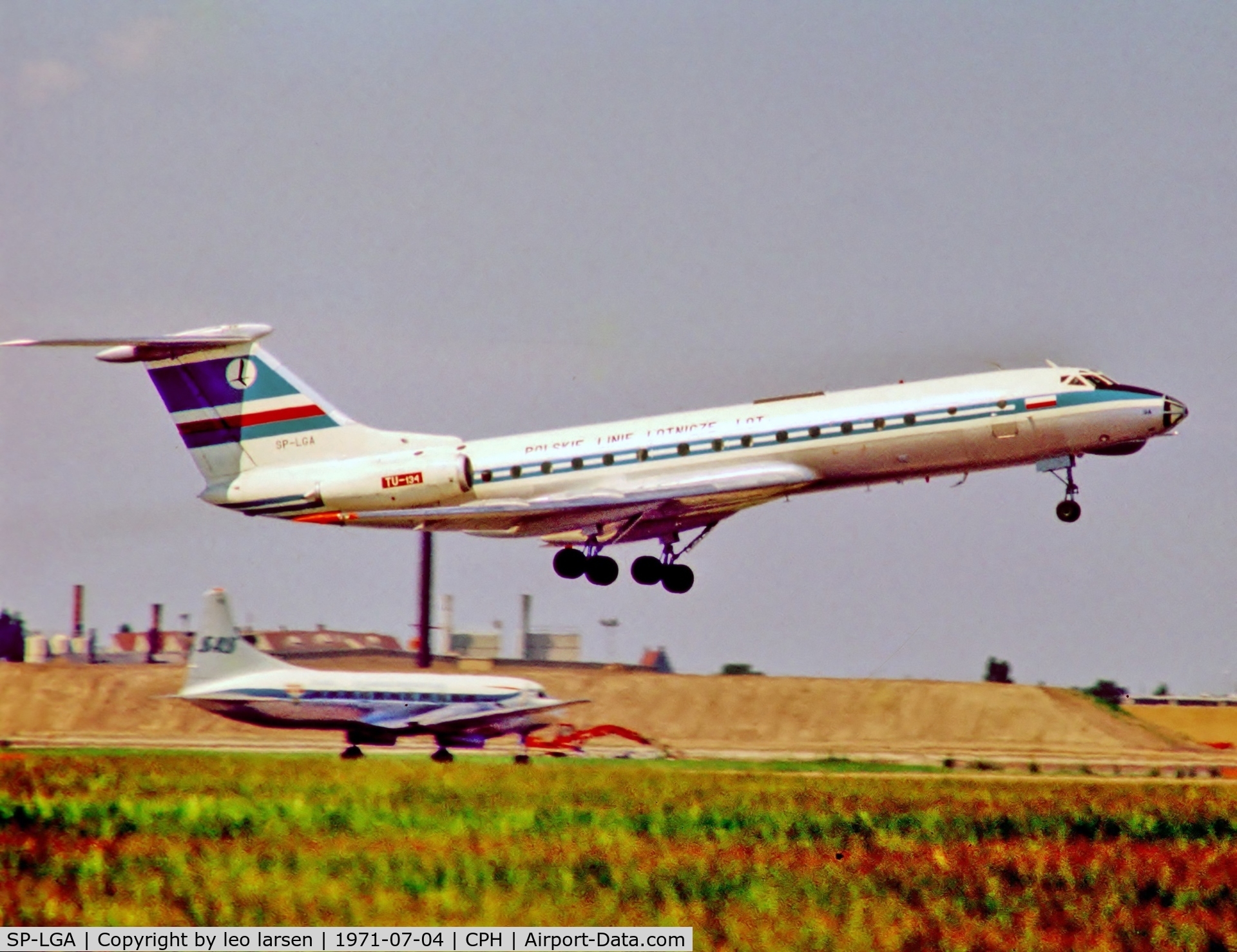 SP-LGA, 1968 Tupolev Tu-134 C/N 8350602, Copenhagen 4.7.1971