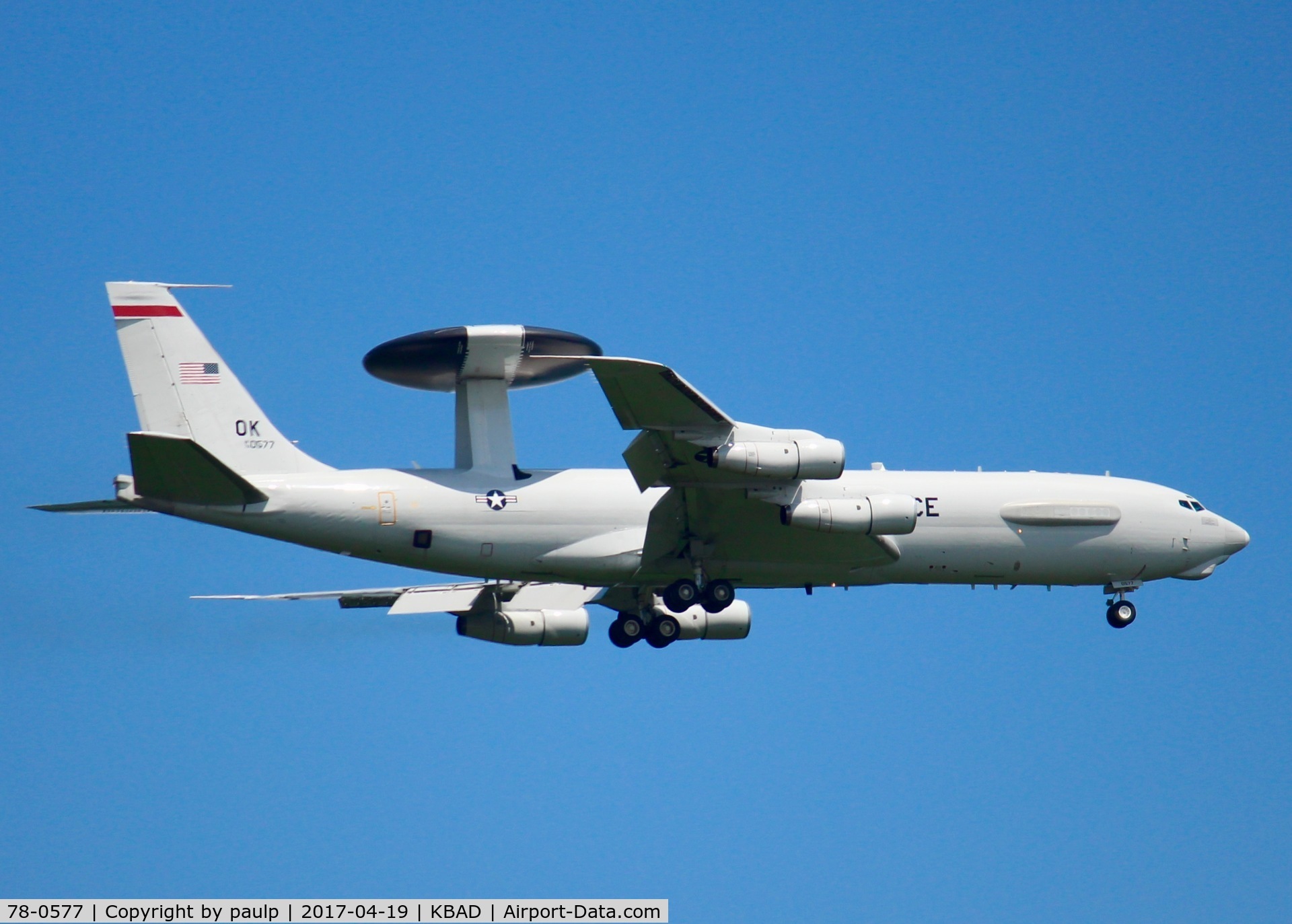 78-0577, 1978 Boeing E-3B Sentry C/N 21753, At Barksdale Air Force Base.