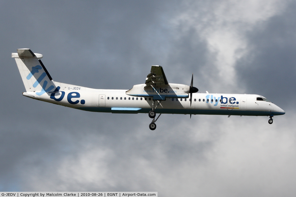 G-JEDV, 2004 De Havilland Canada DHC-8-402Q Dash 8 C/N 4090, Bombadier DHC-8-402 on approach to 07 at Newcastle Airport UK. August 26th 2010.