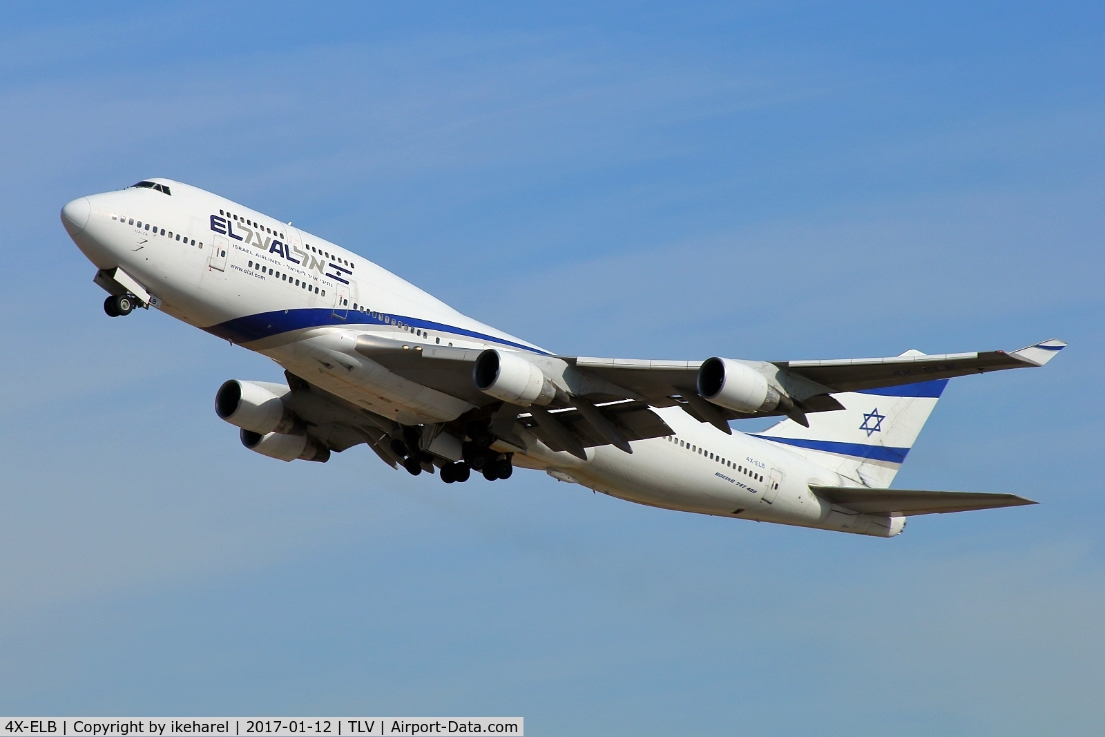 4X-ELB, 1994 Boeing 747-458 C/N 26056, Flight to JFK, NYC, after T/O runway 26.