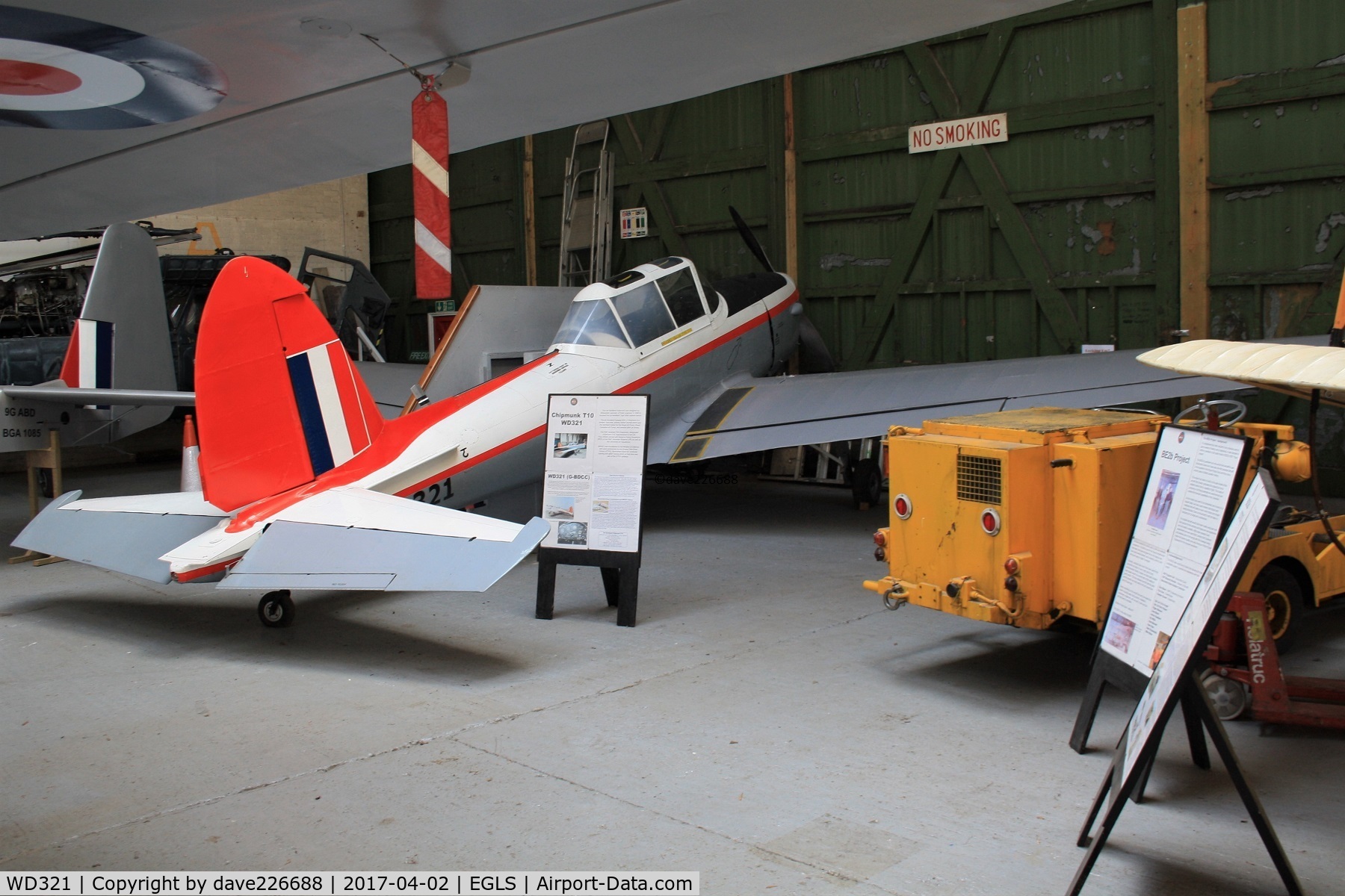 WD321, 1955 De Havilland DHC-1 Chipmunk 22 (Lycoming) C/N C1/0258, WD321 in the museum hanger at Old Sarum