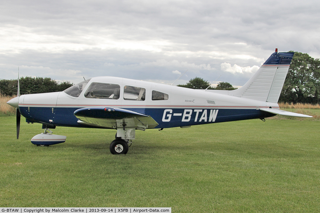 G-BTAW, 1986 Piper PA-28-161 C/N 28-8616031, Piper PA-28-161 Cherokee Warrior II at Fishburn Airfield UK. September 14th 2013.