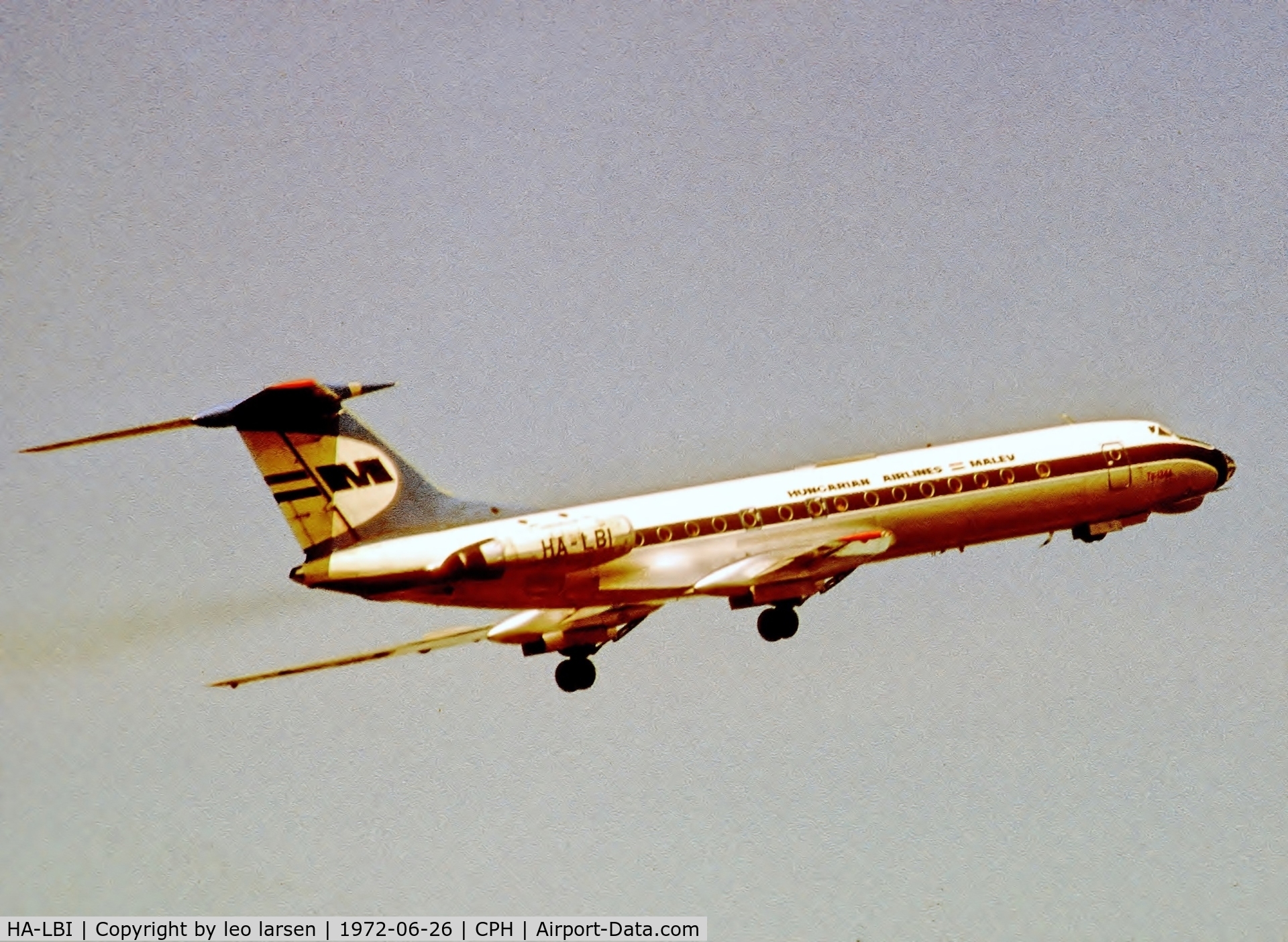 HA-LBI, 1971 Tupolev Tu-134A-3 C/N 1351301, Copenhagen 26.6.1972
