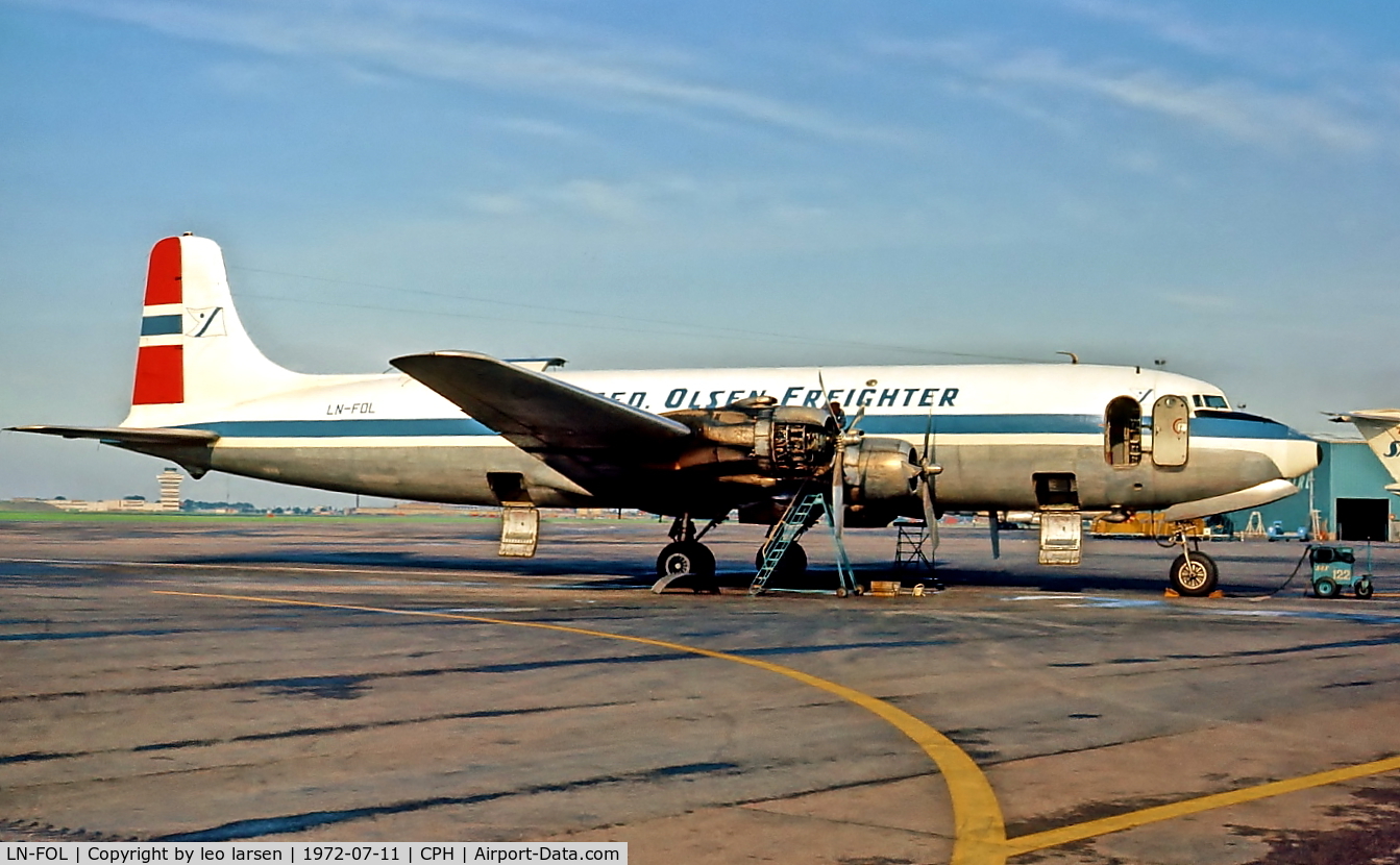 LN-FOL, 1956 Douglas DC-6A C/N 44907, Copenhagen 11.7.1972