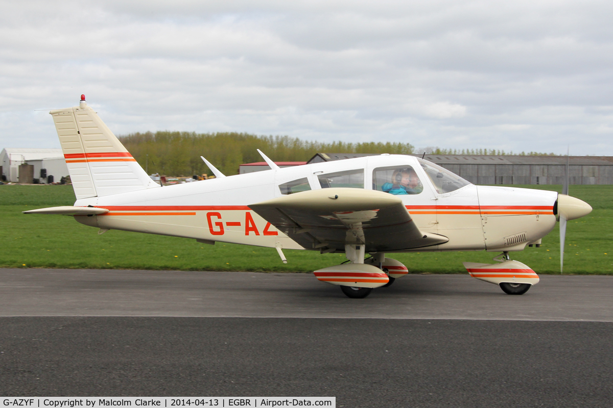 G-AZYF, 1968 Piper PA-28-180 Cherokee C/N 28-5227, Piper PA-28-180 Cherokee at Breighton Airfield's Early Bird Fly-In. April 13th 2014.